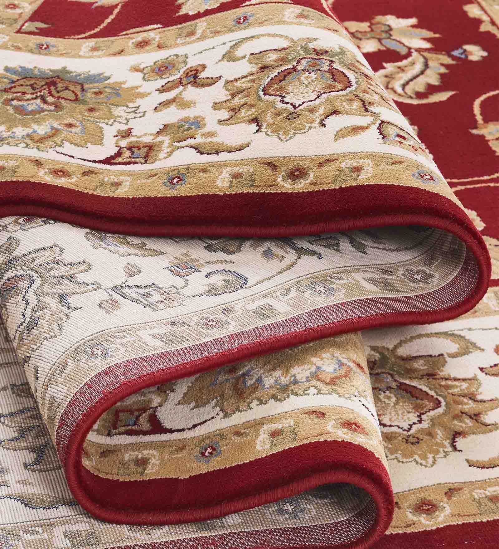 Esfahan Classical Machine Made Carpet Red Cream