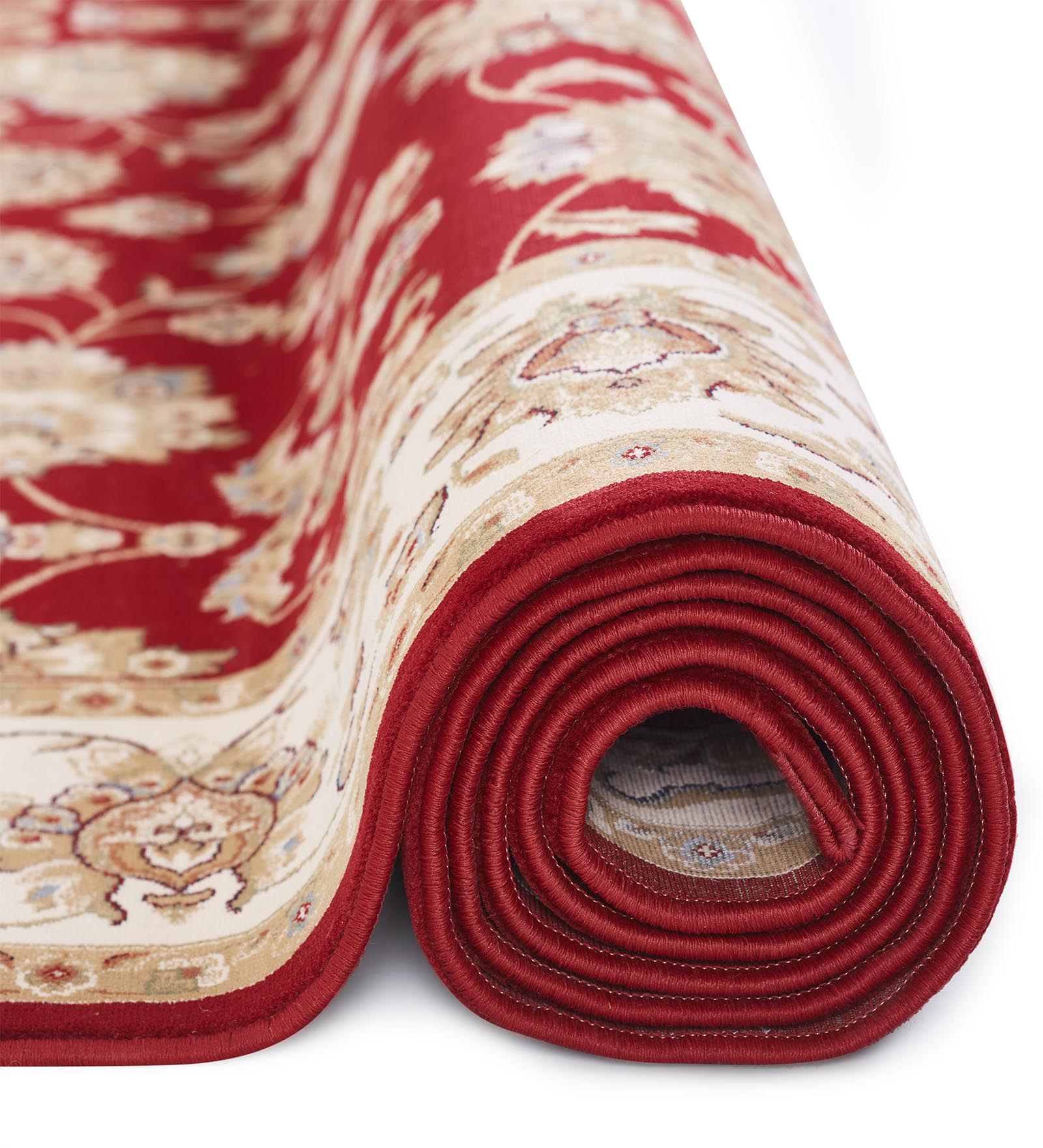 Esfahan Classical Machine Made Carpet Red Cream