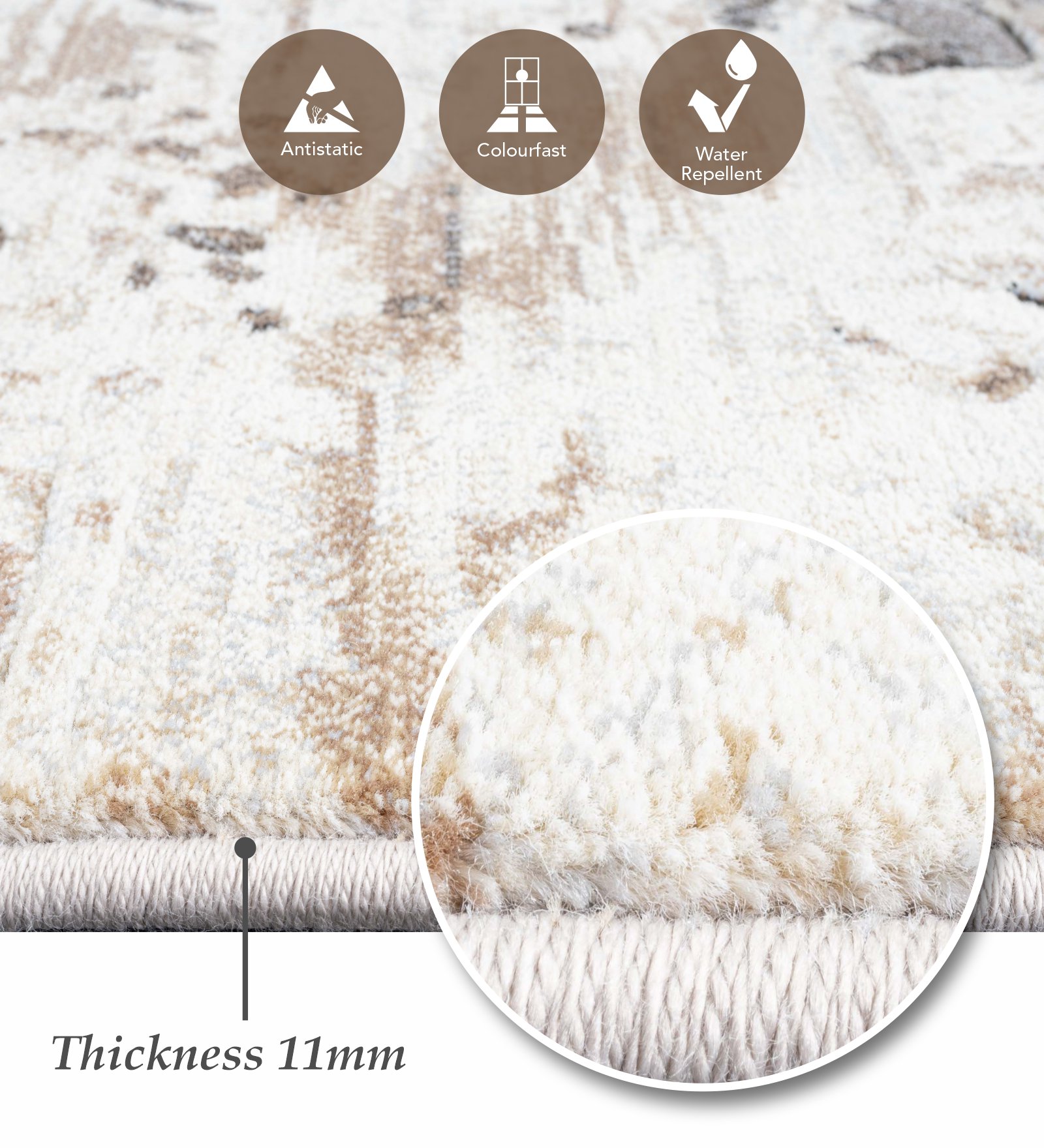 Aquarius Abstract Machine Made Runner Cream and Brown