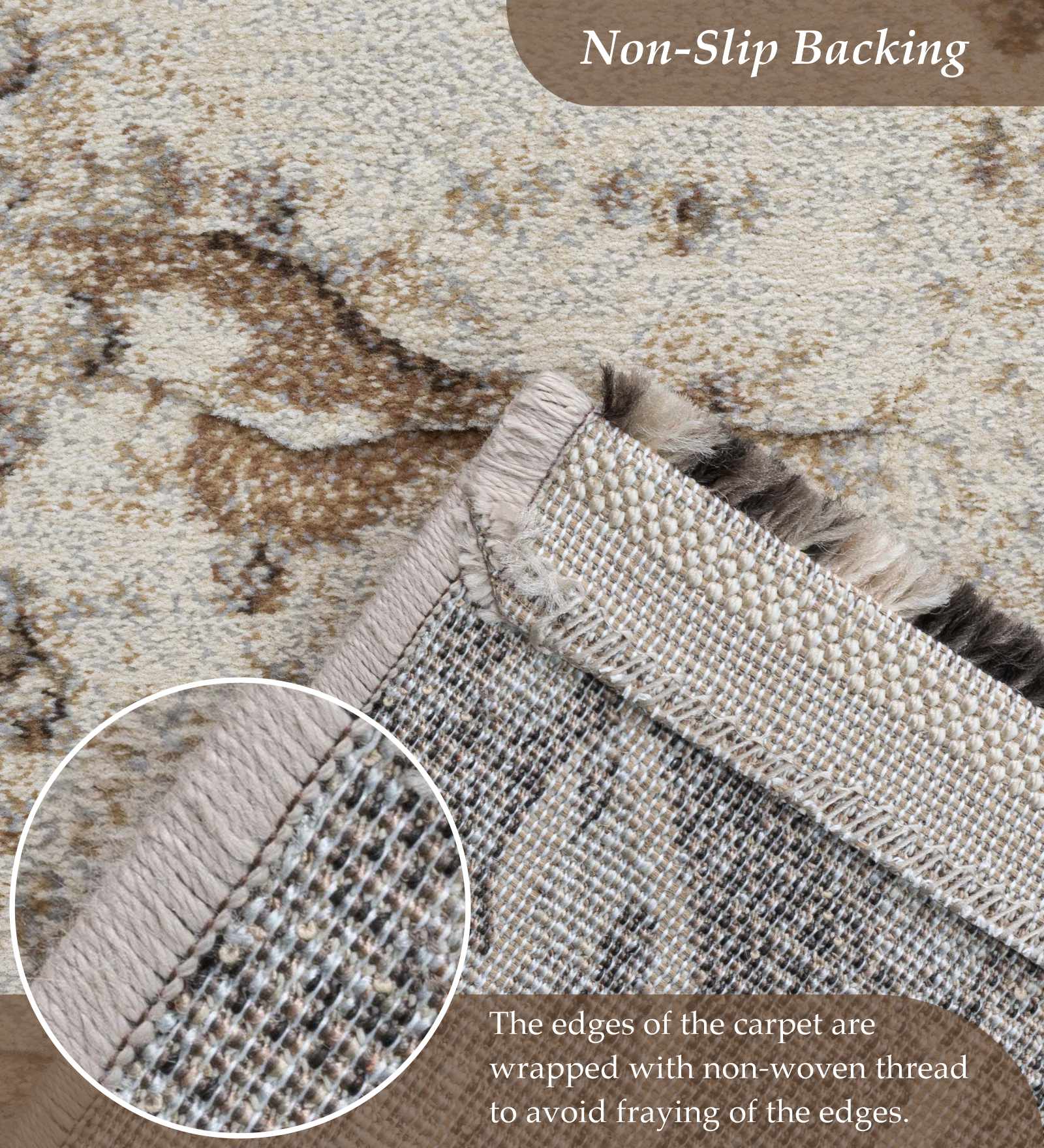 Aquarius Abstract Machine Made Runner Cream and Brown