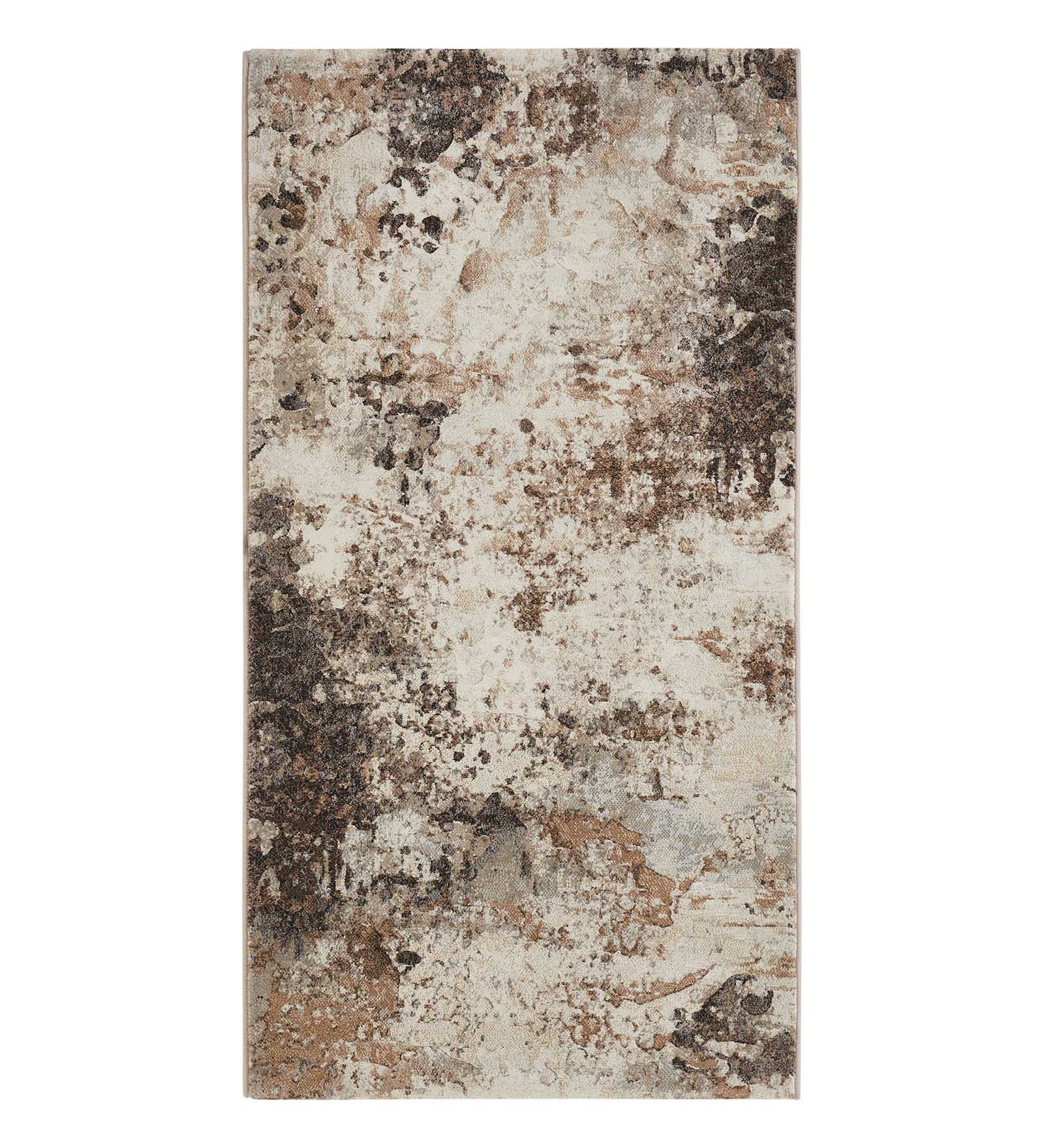 Aquarius Abstract Machine Made Runner Cream and Brown