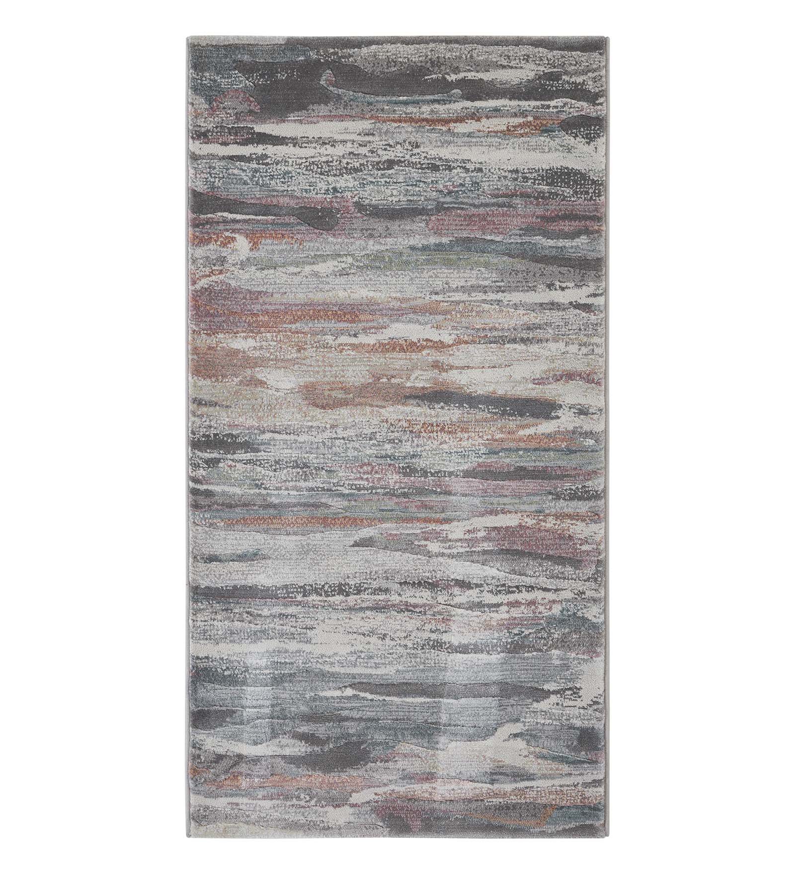 Aquarius Abstract Machine Made Runner Grey