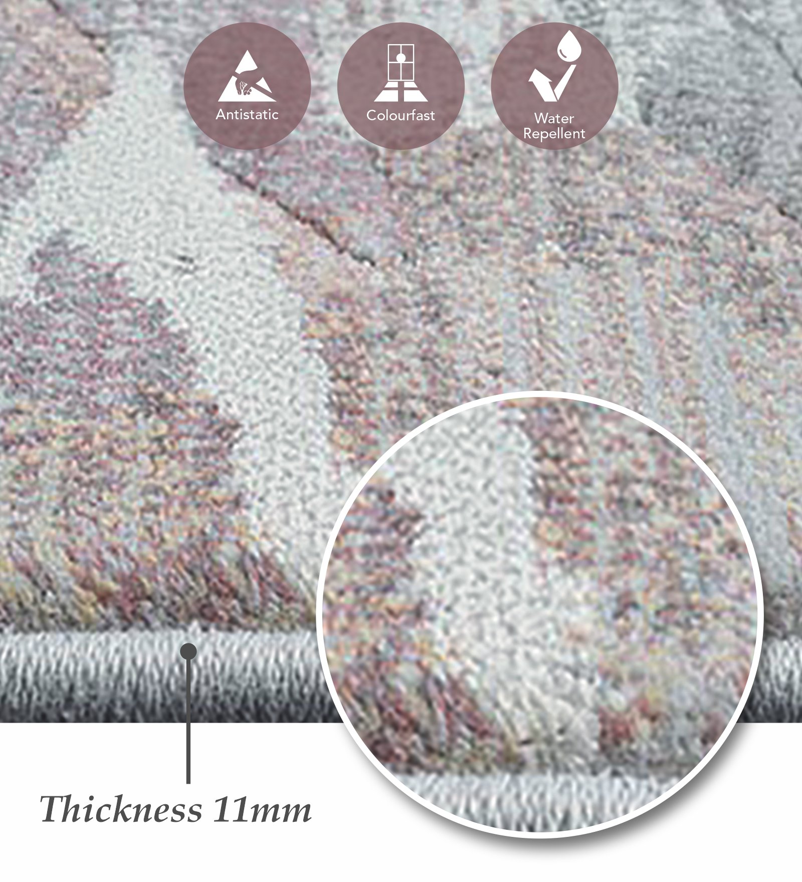 Aquarius Abstract Machine Made Runner Grey