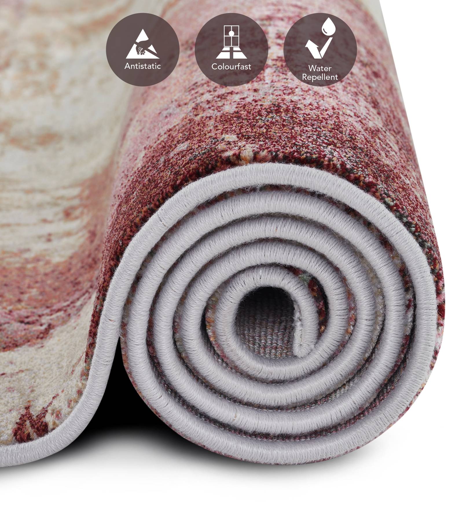 Aquarius Floral Machine Made Carpet Maroon