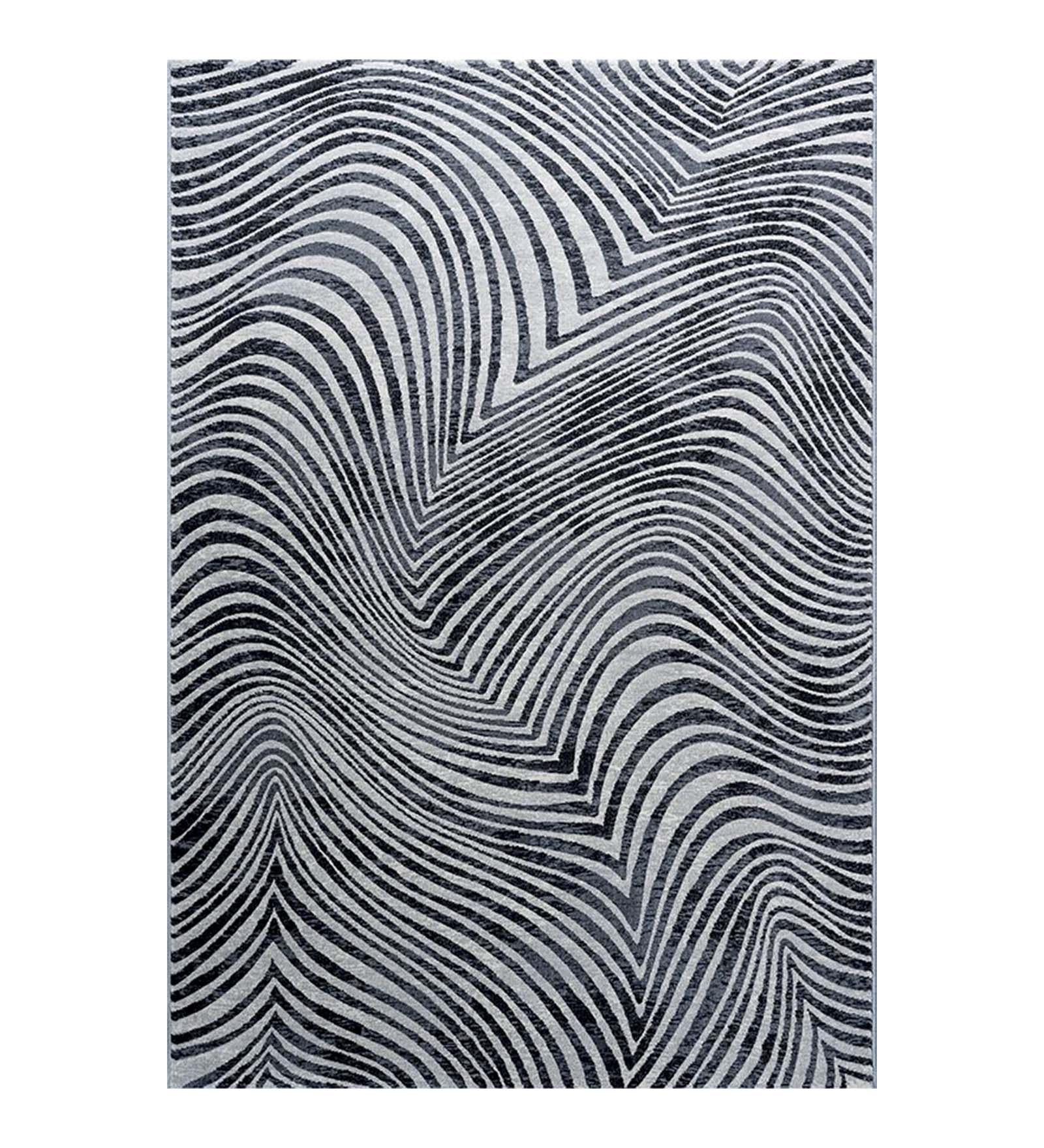 Aquarius Abstract Machine Made Carpet Grey