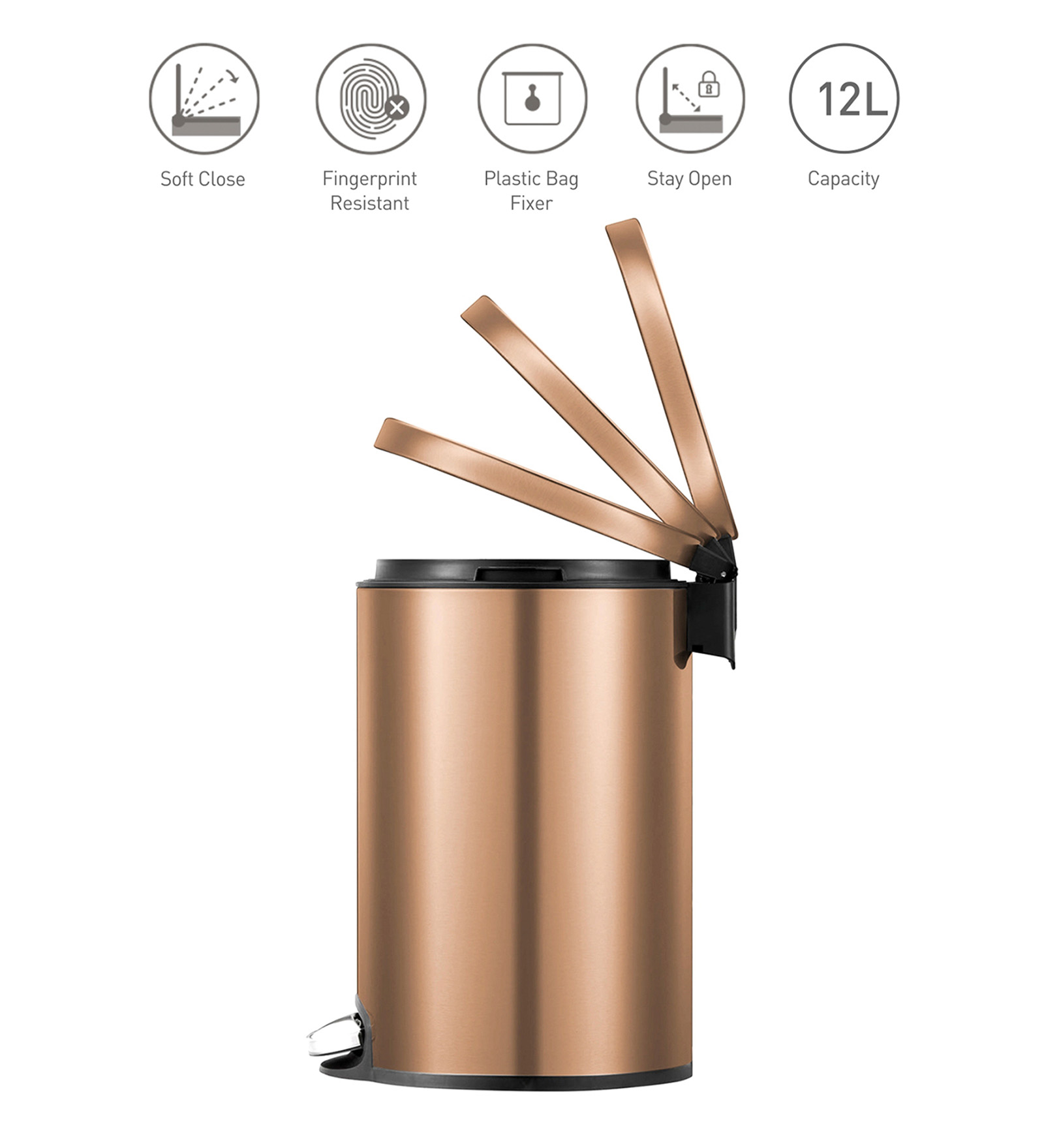 EKO 9115 Artistic Soft Close Fingerprint Resistant Step Bin Bronze Copper