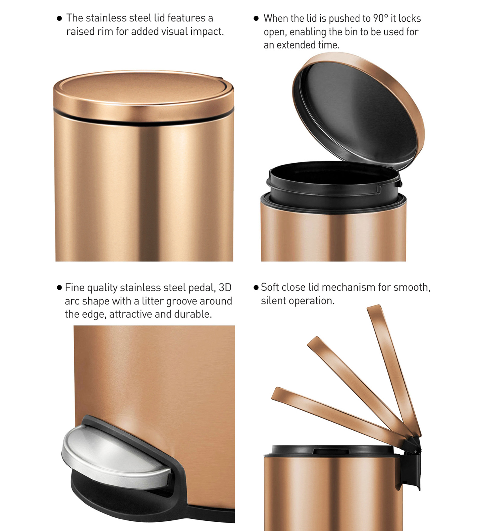 EKO 9115 Artistic Soft Close Fingerprint Resistant Step Bin Bronze Copper