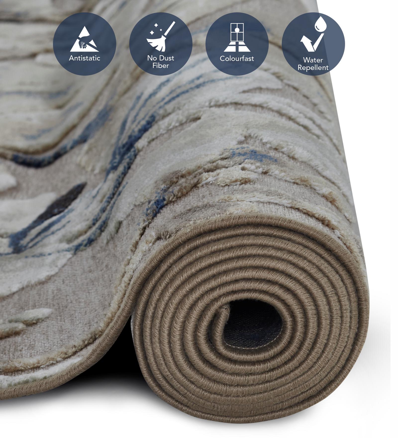 Genova Floral Carpet L.Brown and Blue