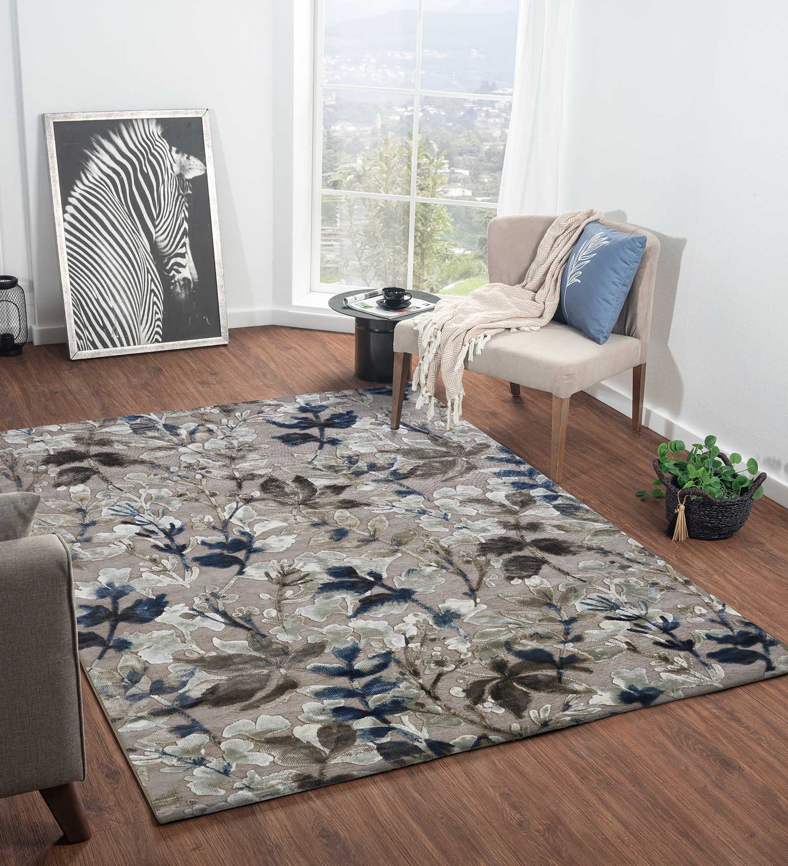 Genova Floral Carpet L.Brown