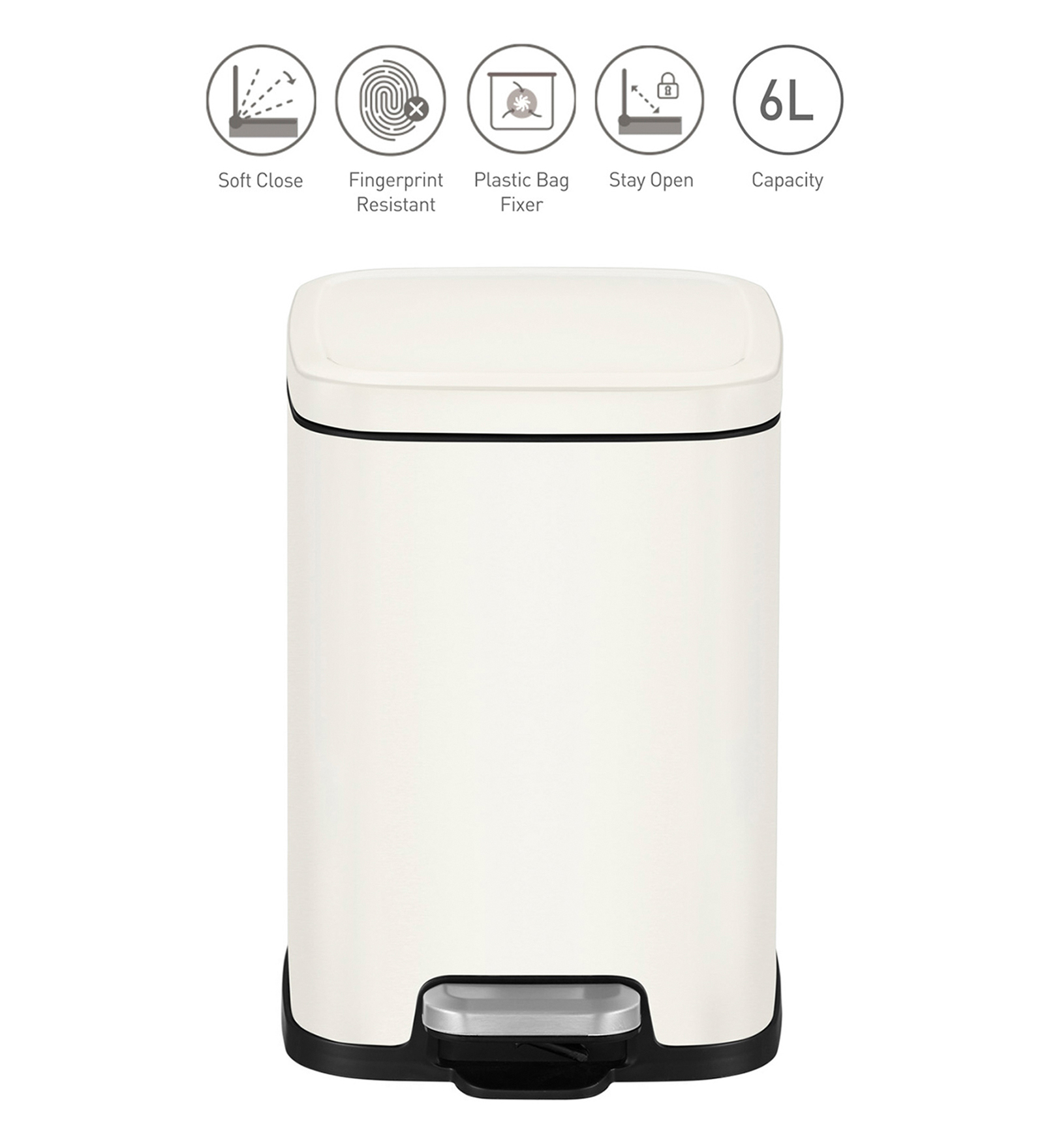 Eko 9384 Stella Fingerprint Resistant Step Bin White