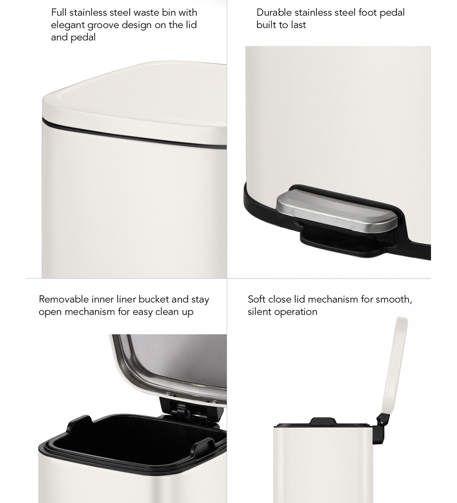 Eko 9384 Stella Fingerprint Resistant Step Bin White