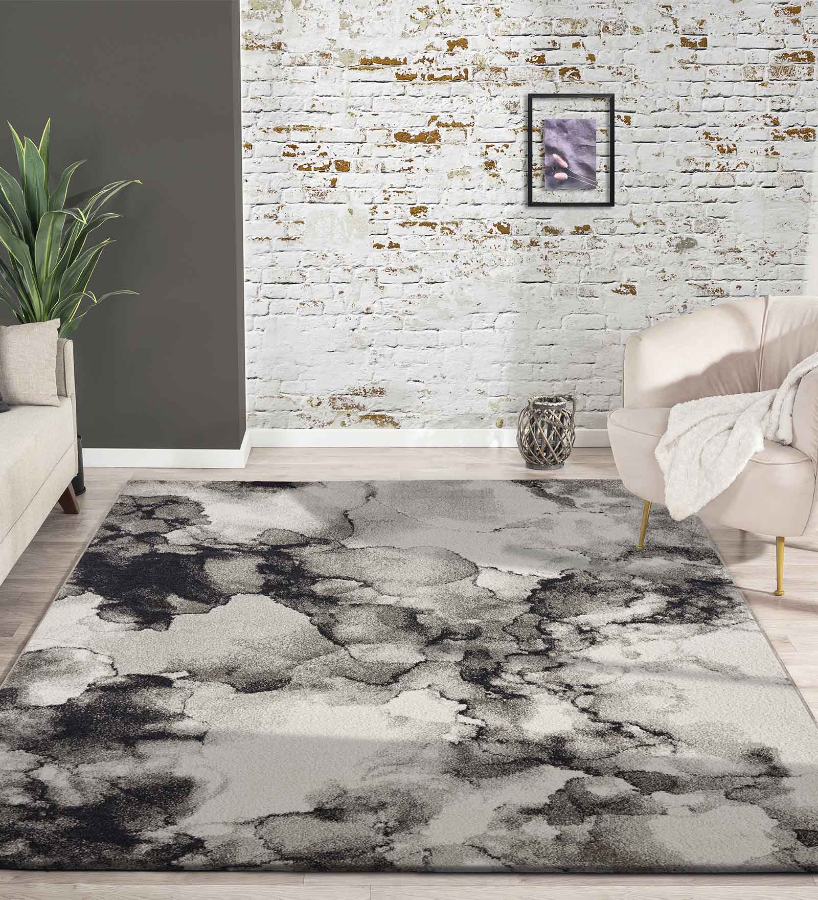 Softness Modern Carpet Charcoal and Beige