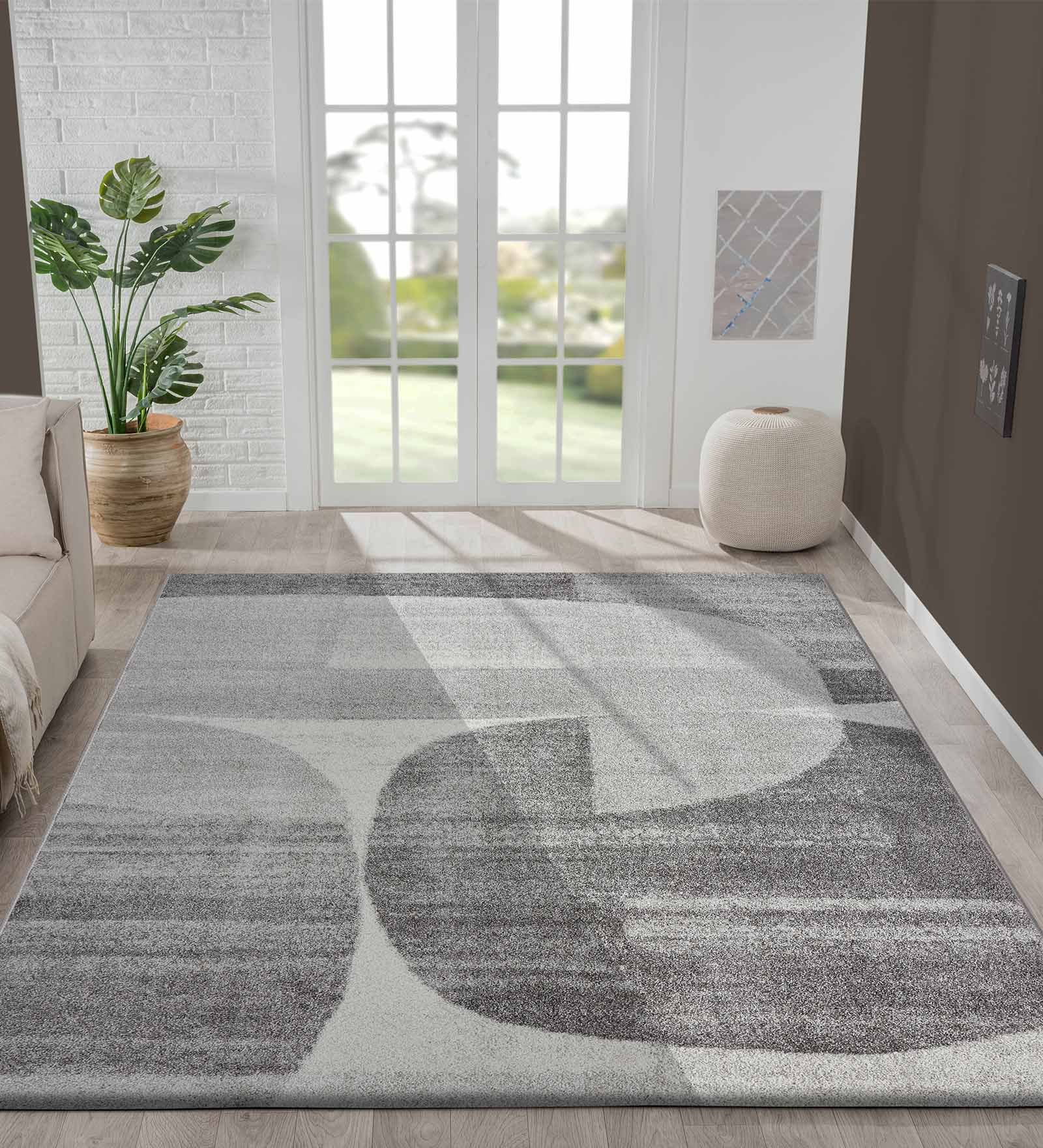 Softness Modern Abstract Carpet Brown and Beige
