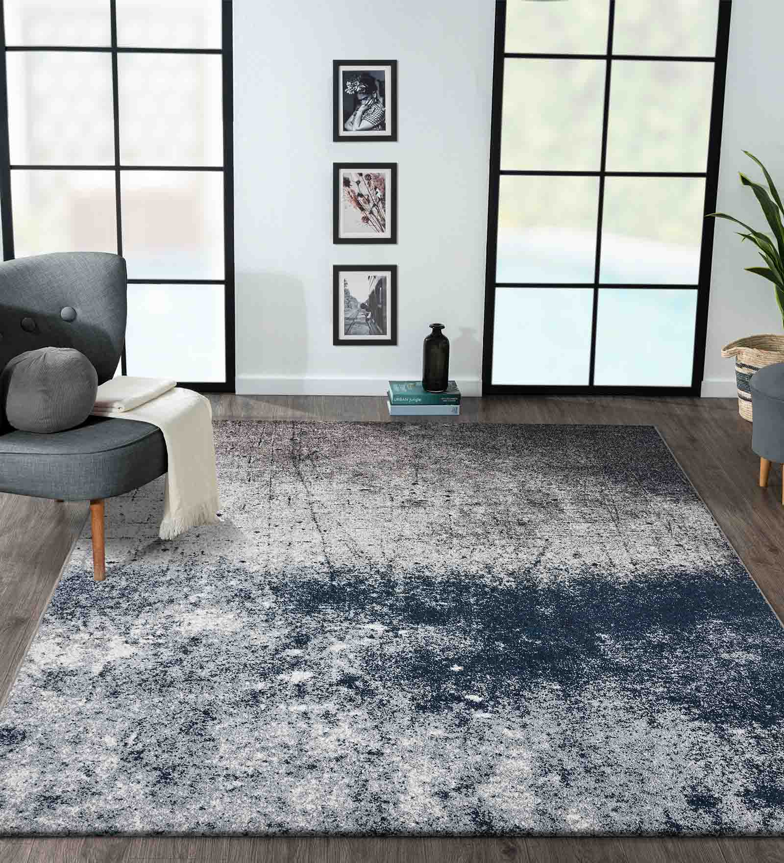 Softness Modern Abstract Carpet D.Blue