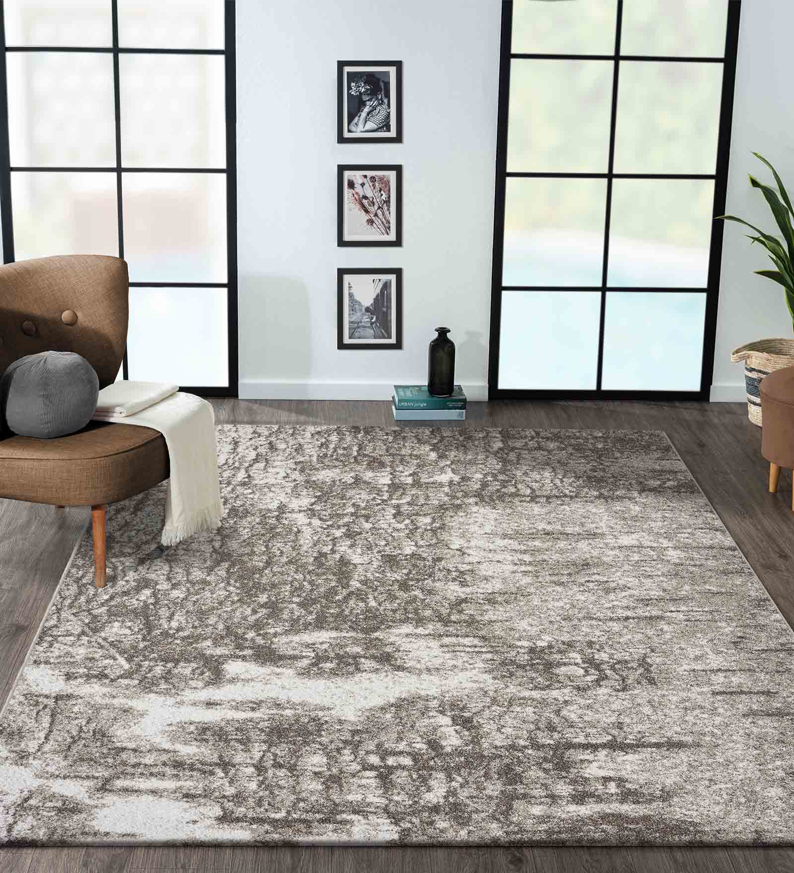 Softness Modern Abstract Carpet L.Brown