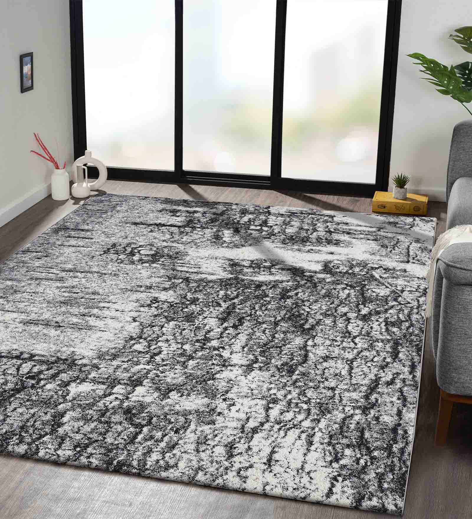 Softness Modern Abstract Carpet Charcoal and Cream