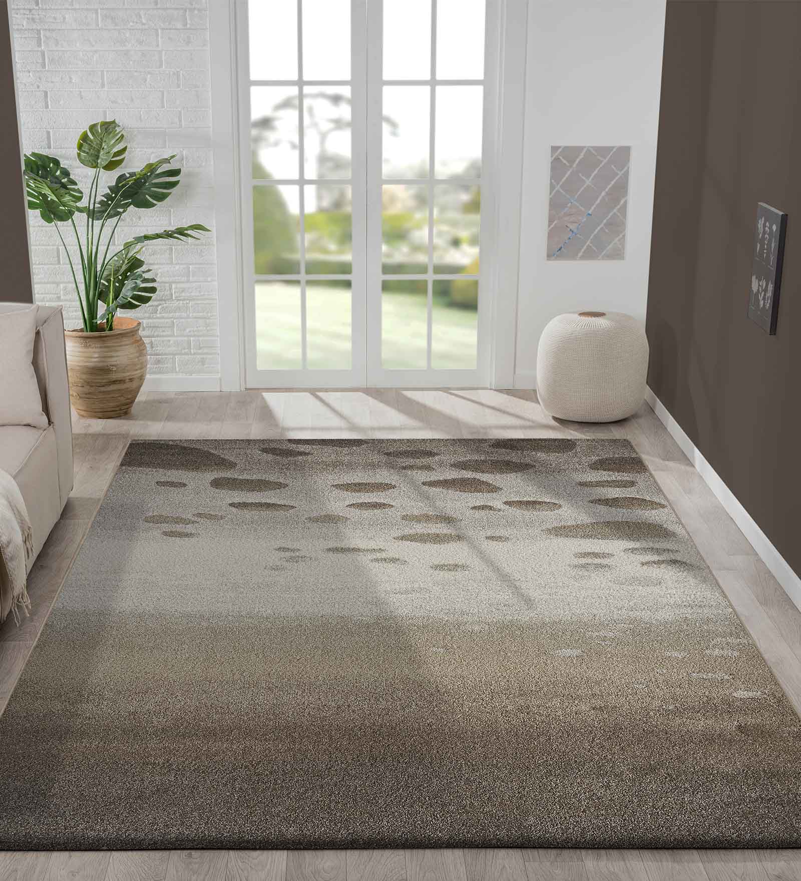 Softness Modern Abstract Carpet Beige and L.Brown