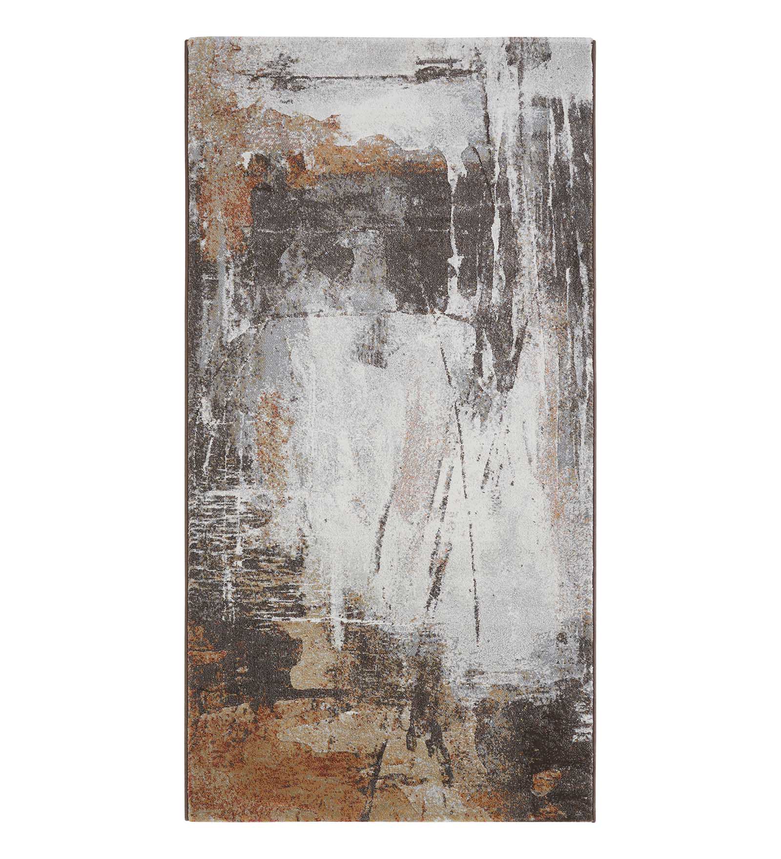 Aquarius Abstract Machine Made Runner Cream and Rust