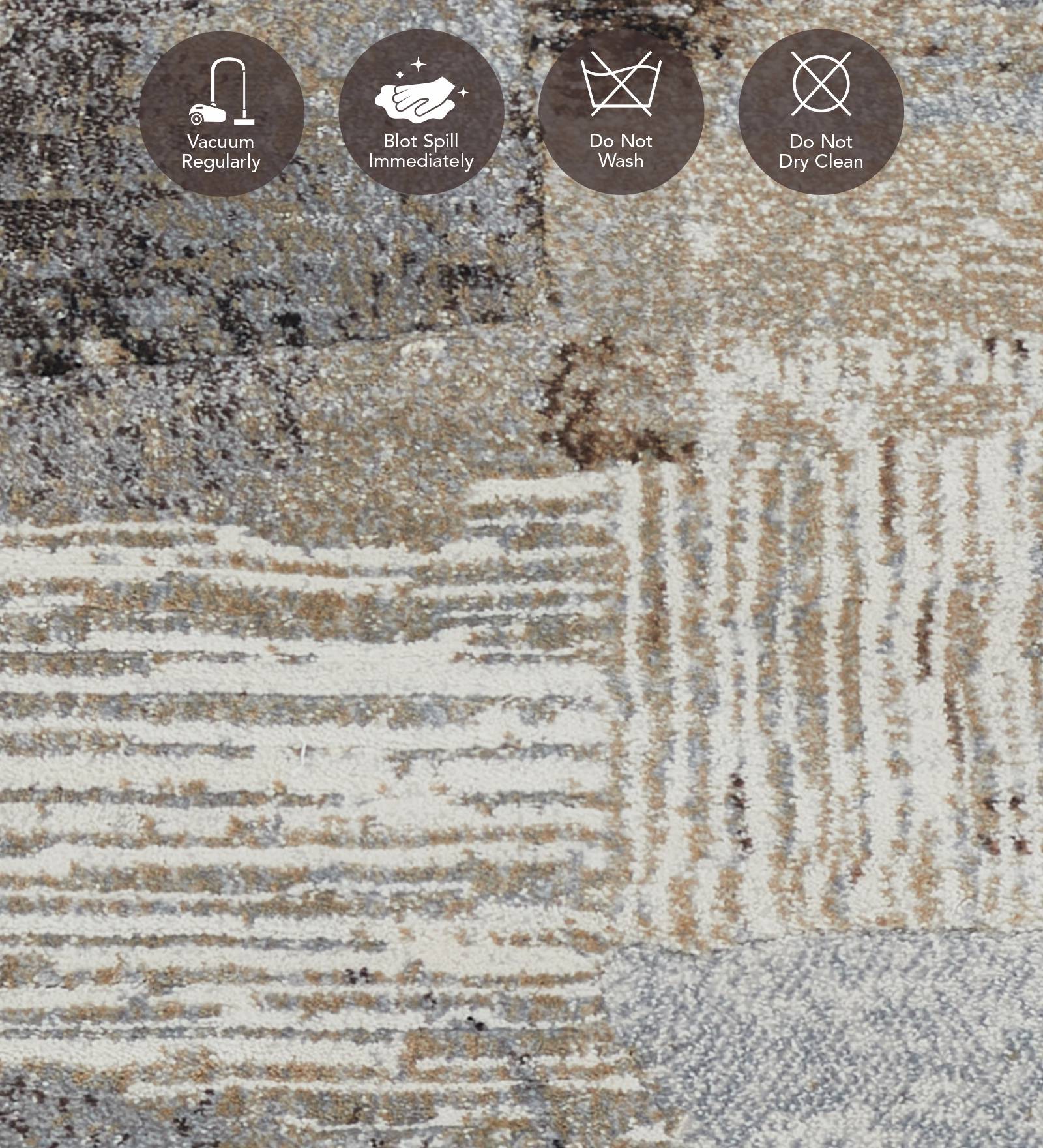 Aquarius Abstract Machine Made Runner Beige and Grey