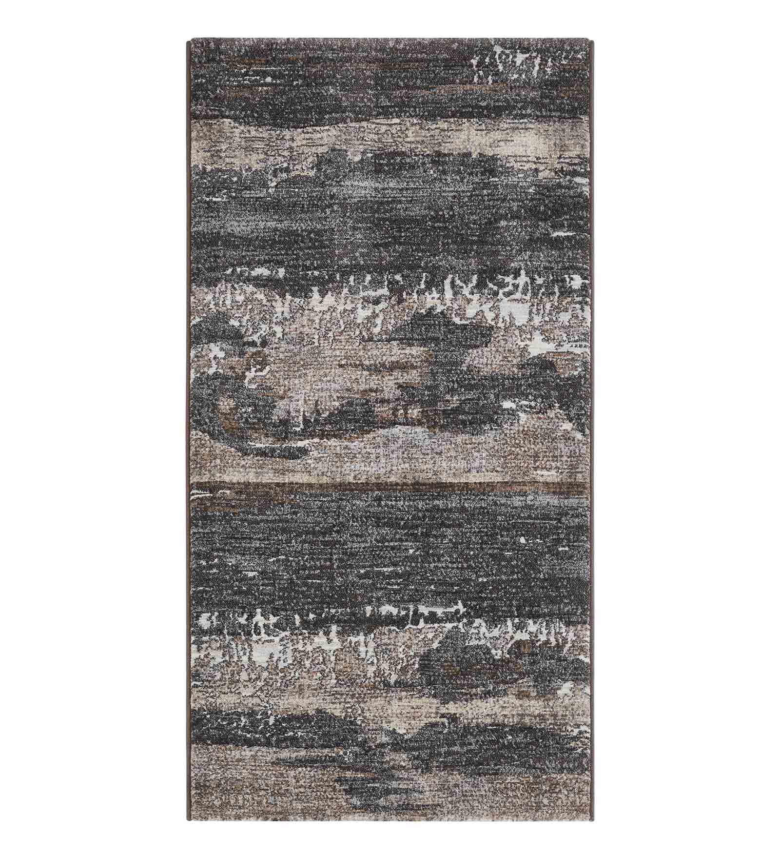 Aquarius Abstract Machine Made Runner Grey