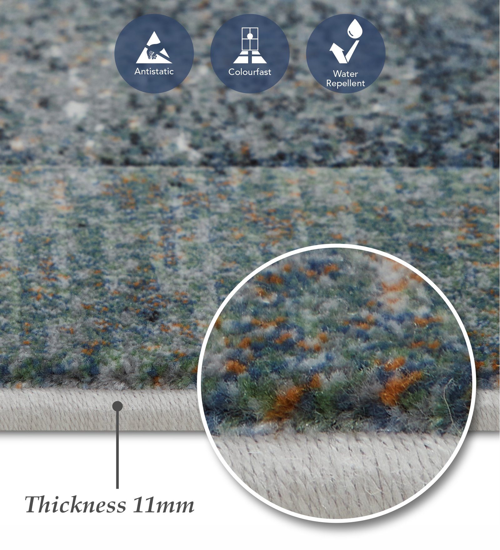 Aquarius Solid Machine Made Runner Blue