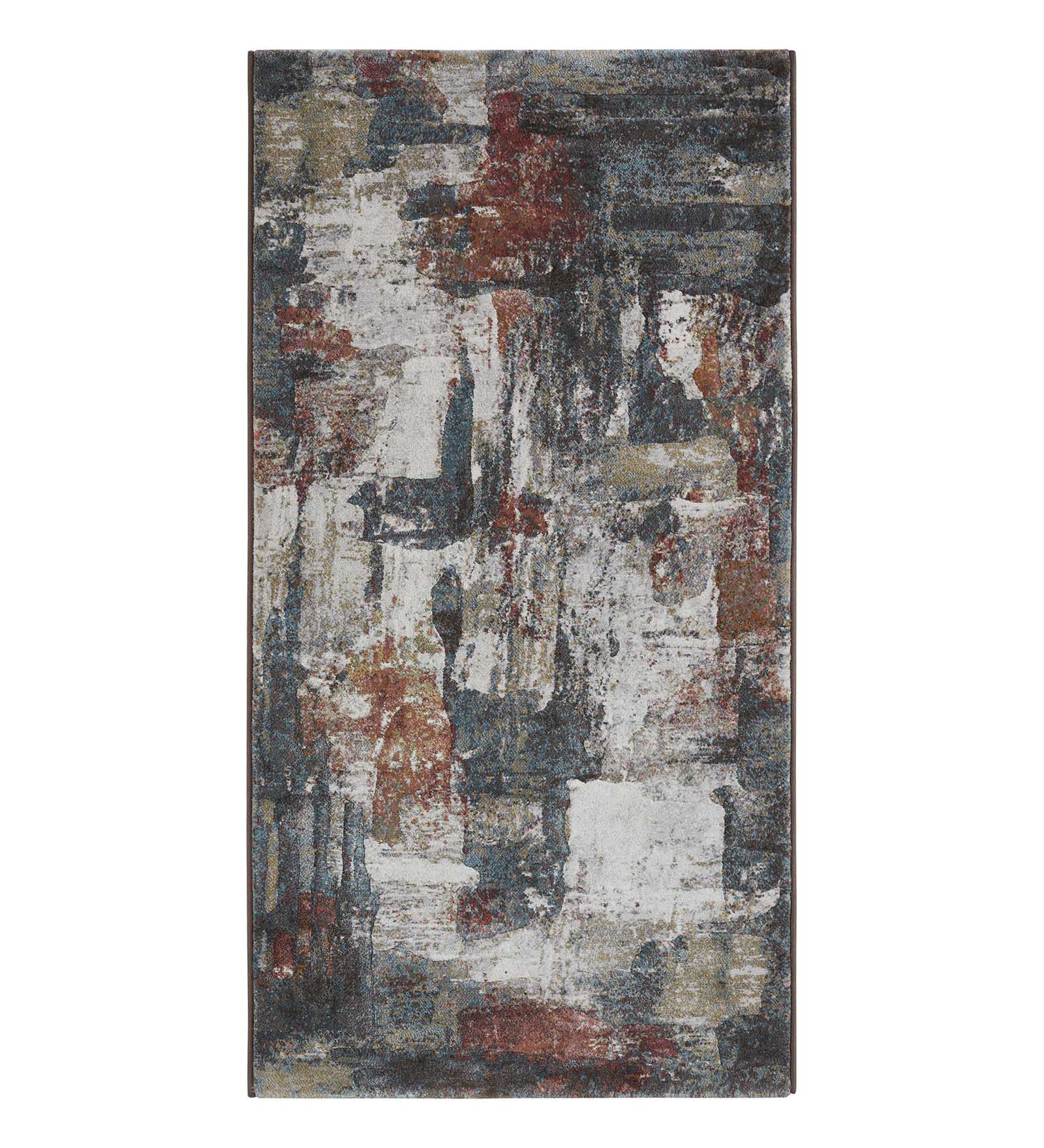 Aquarius Abstract Machine Made Runner Cream and Grey