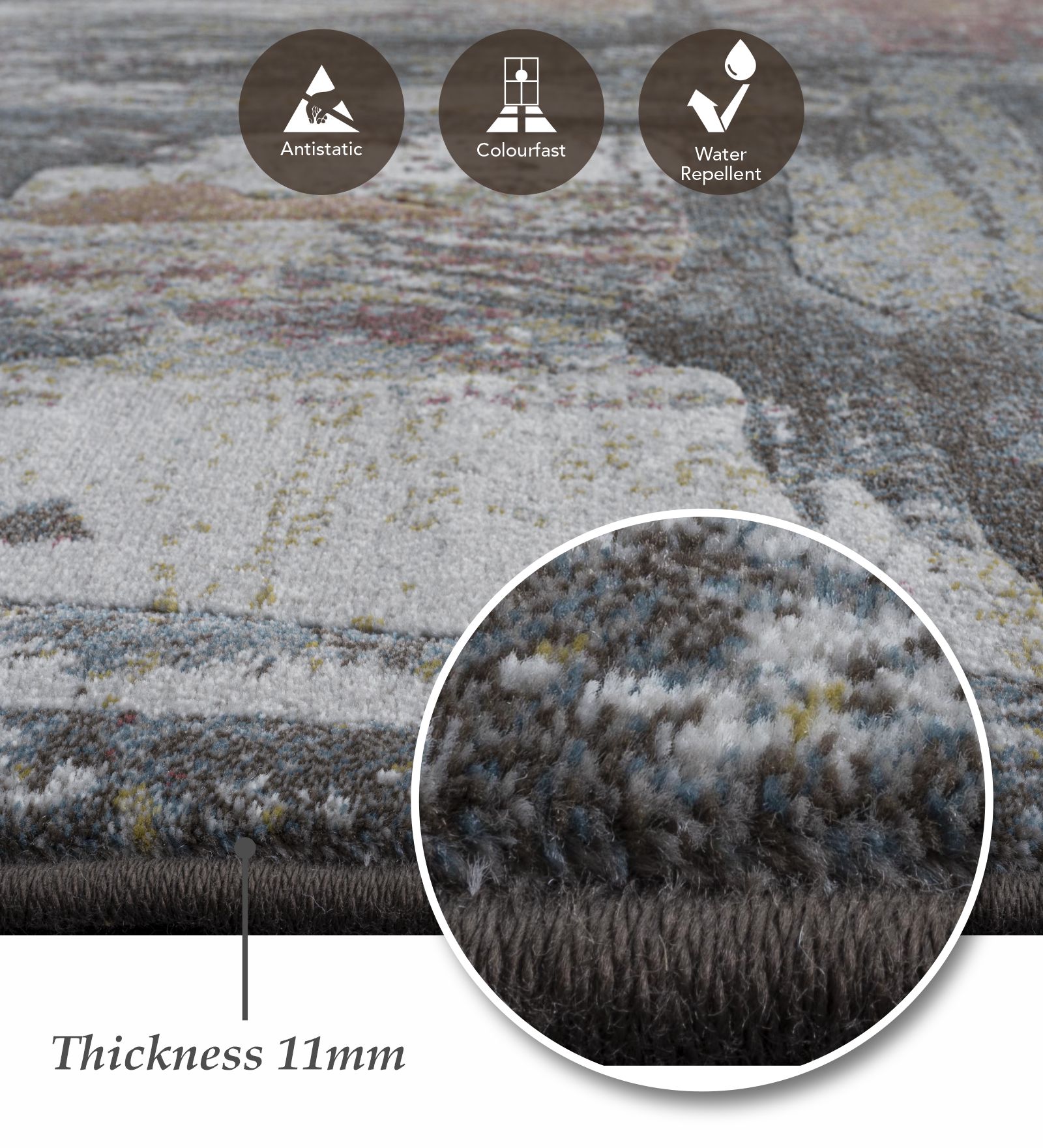 Aquarius Abstract Machine Made Runner Cream and Grey