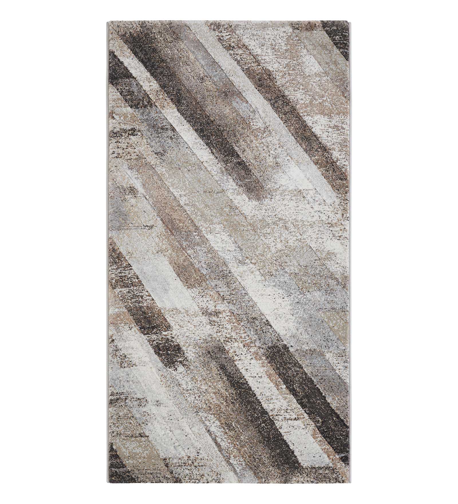 Aquarius Abstract Machine Made Runner Beige and Brown