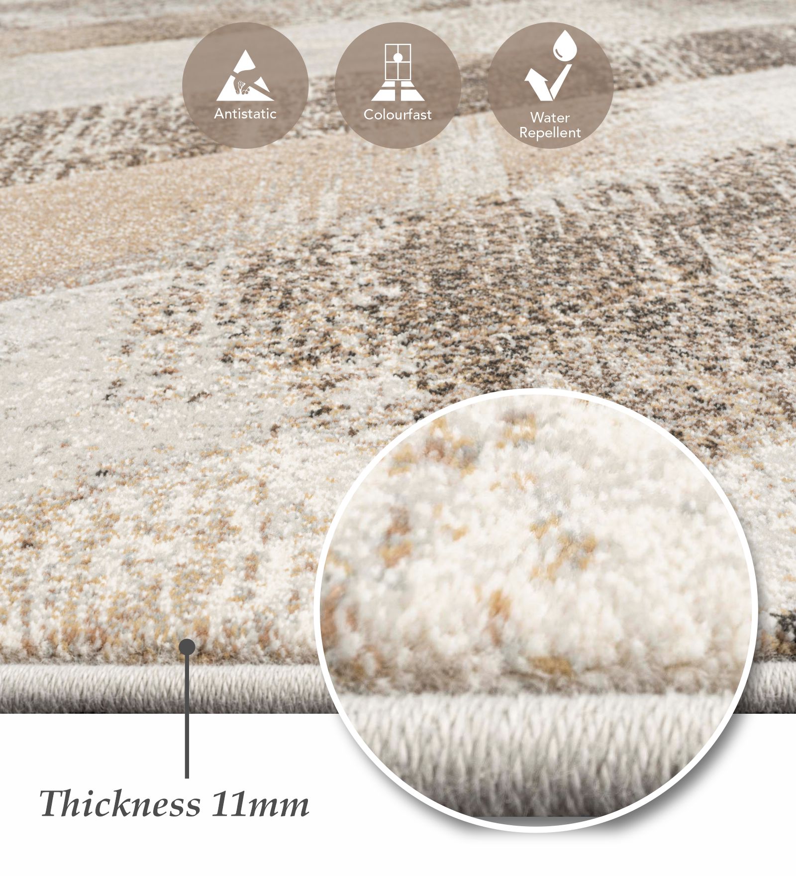 Aquarius Abstract Machine Made Runner Beige and Brown