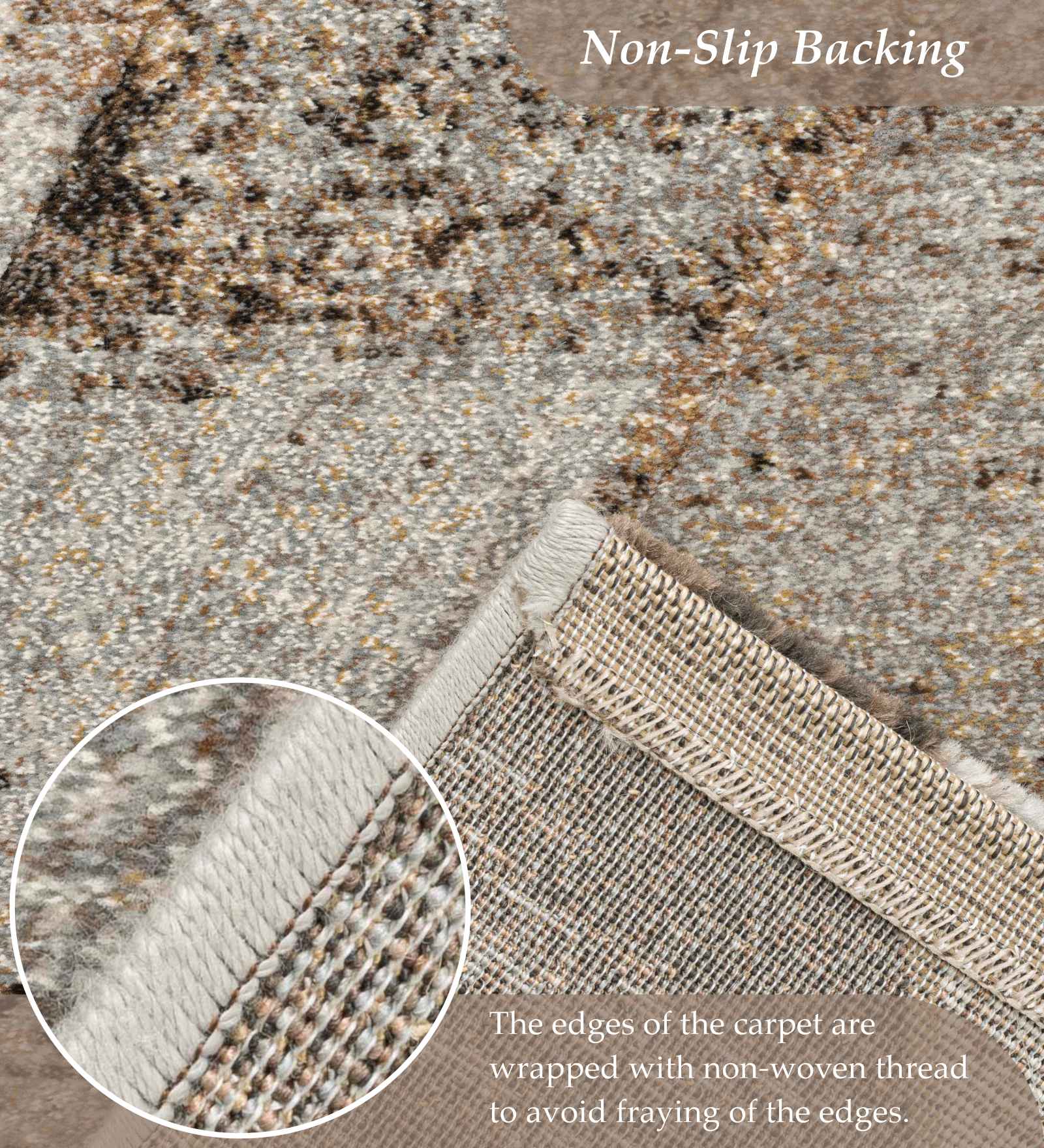 Aquarius Abstract Machine Made Runner Beige and Brown