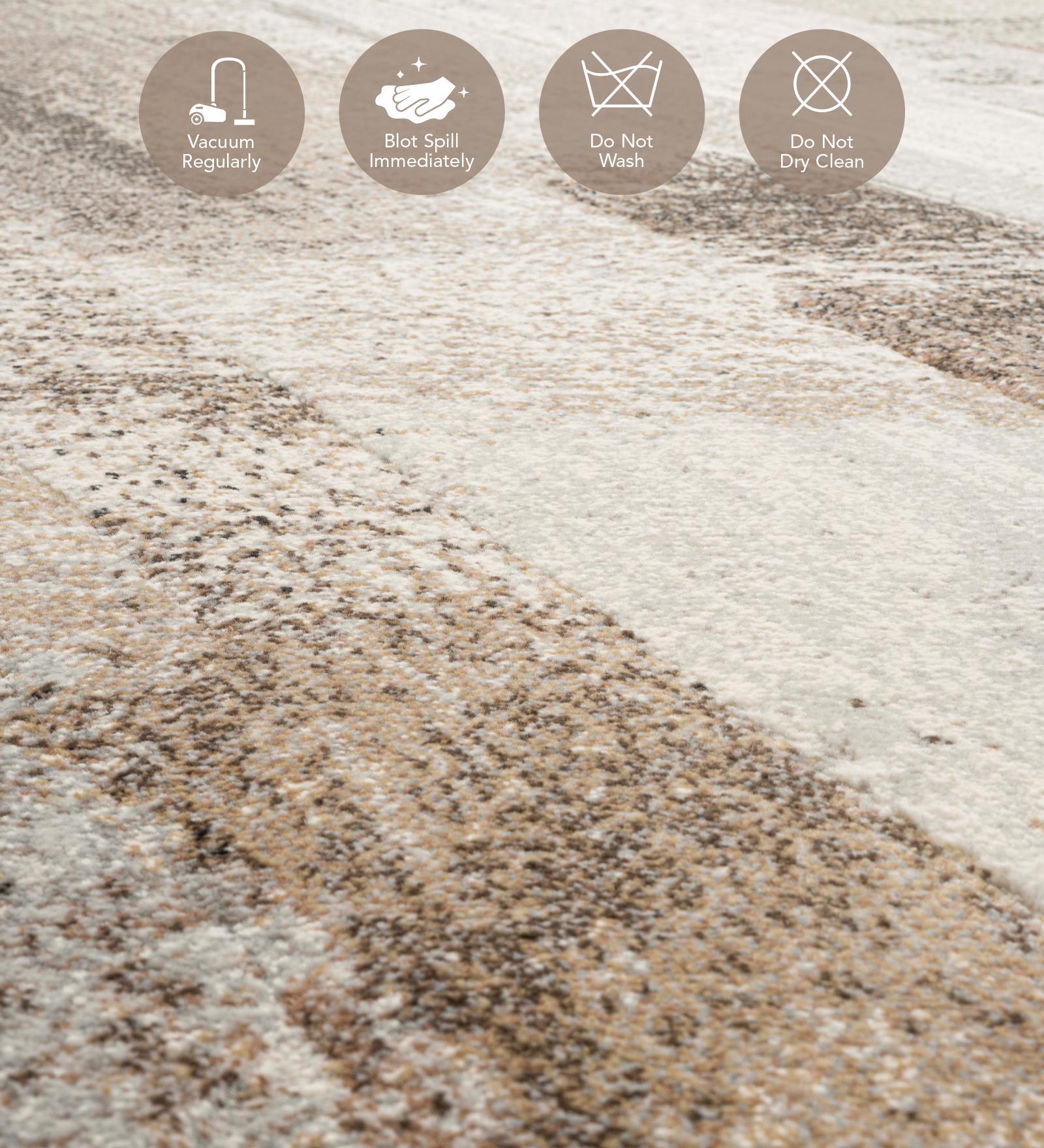 Aquarius Abstract Machine Made Runner Beige and Brown