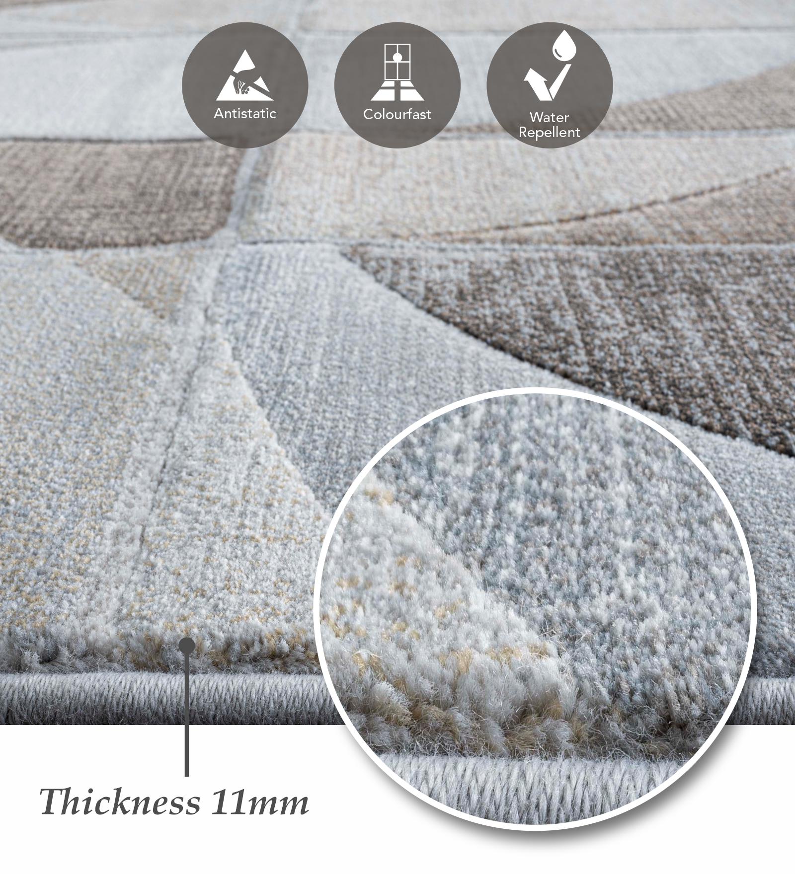 Aquarius Abstract Machine Made Runner Grey and Brown