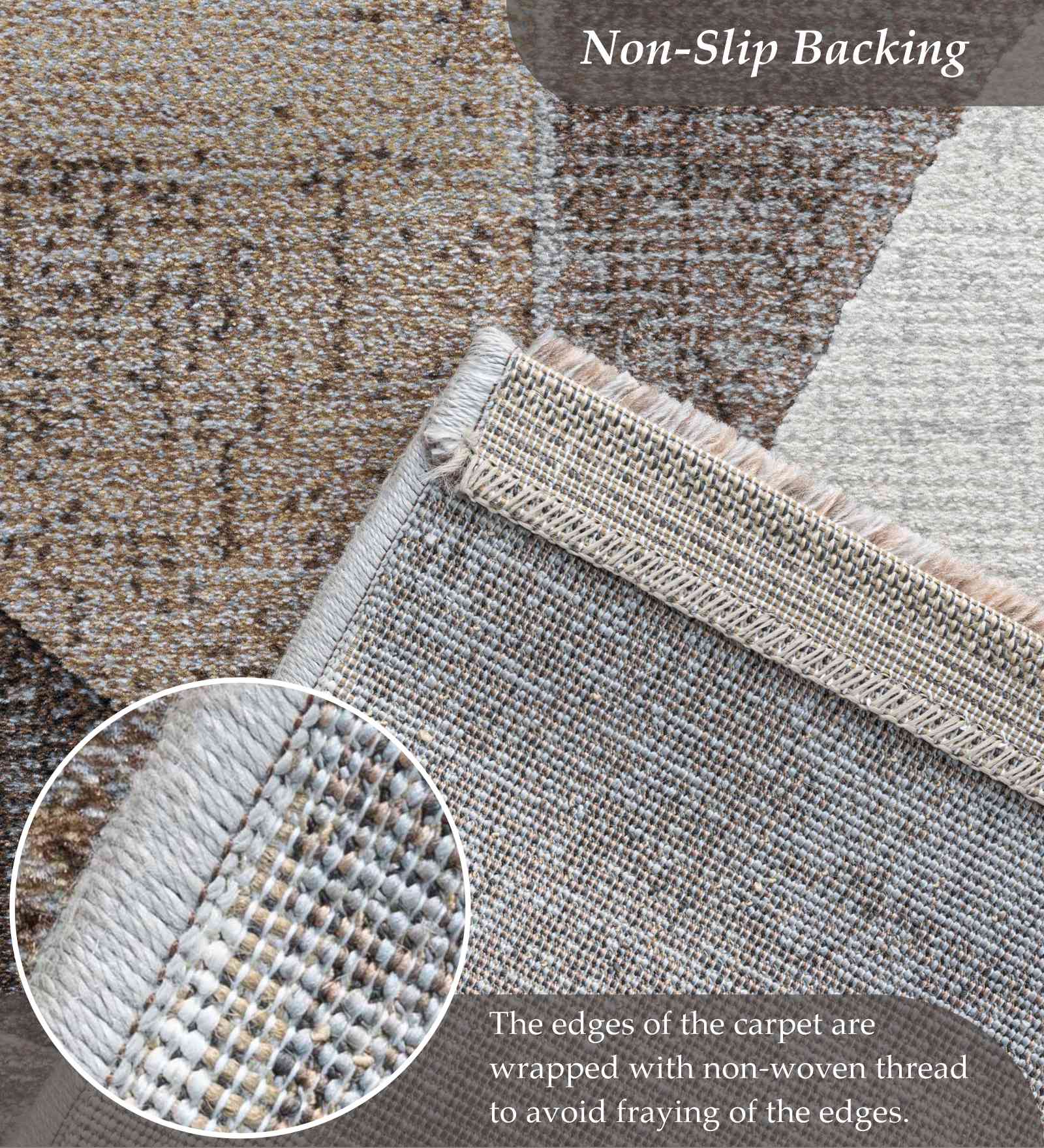 Aquarius Abstract Machine Made Runner Grey and Brown