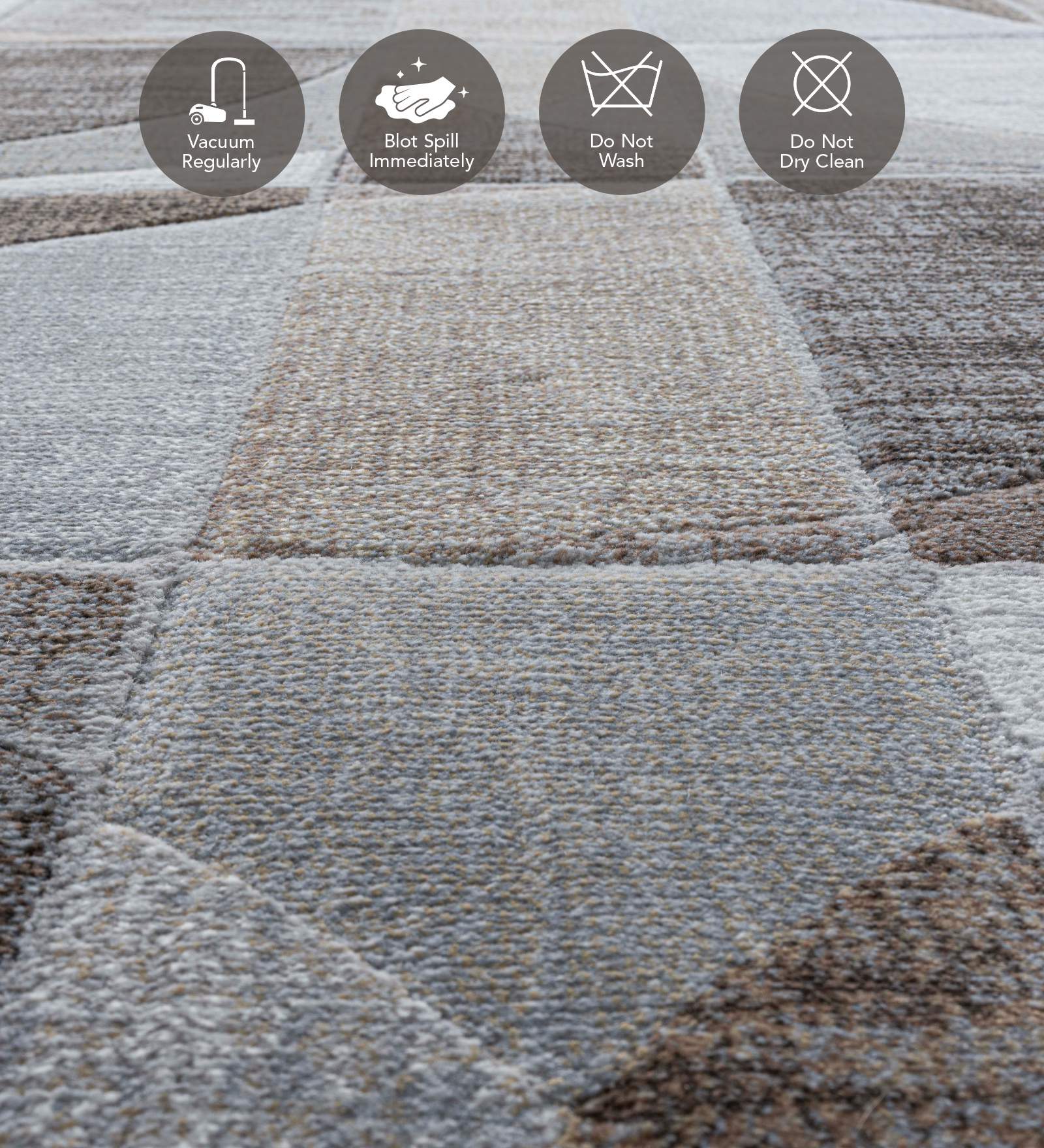 Aquarius Abstract Machine Made Runner Grey and Brown