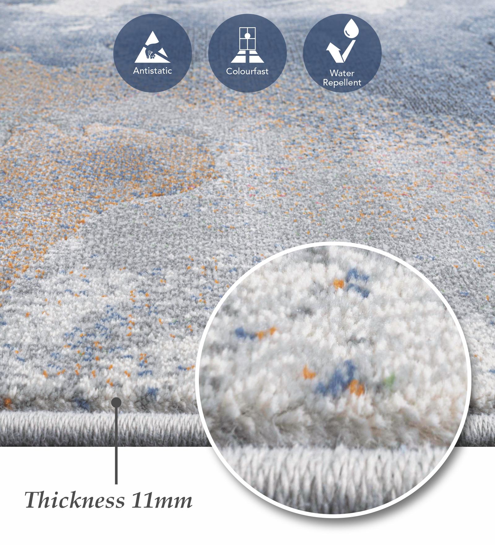 Aquarius Abstract Machine Made Runner Blue