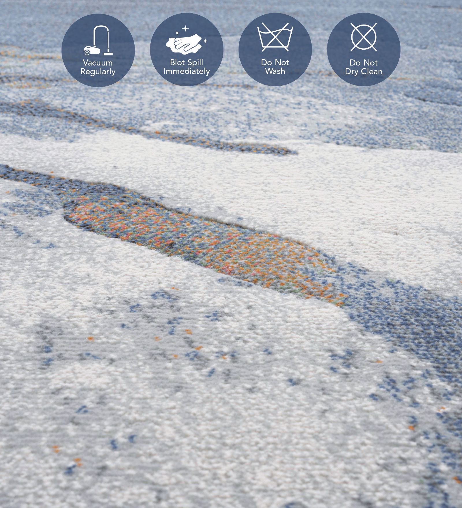 Aquarius Abstract Machine Made Runner Blue