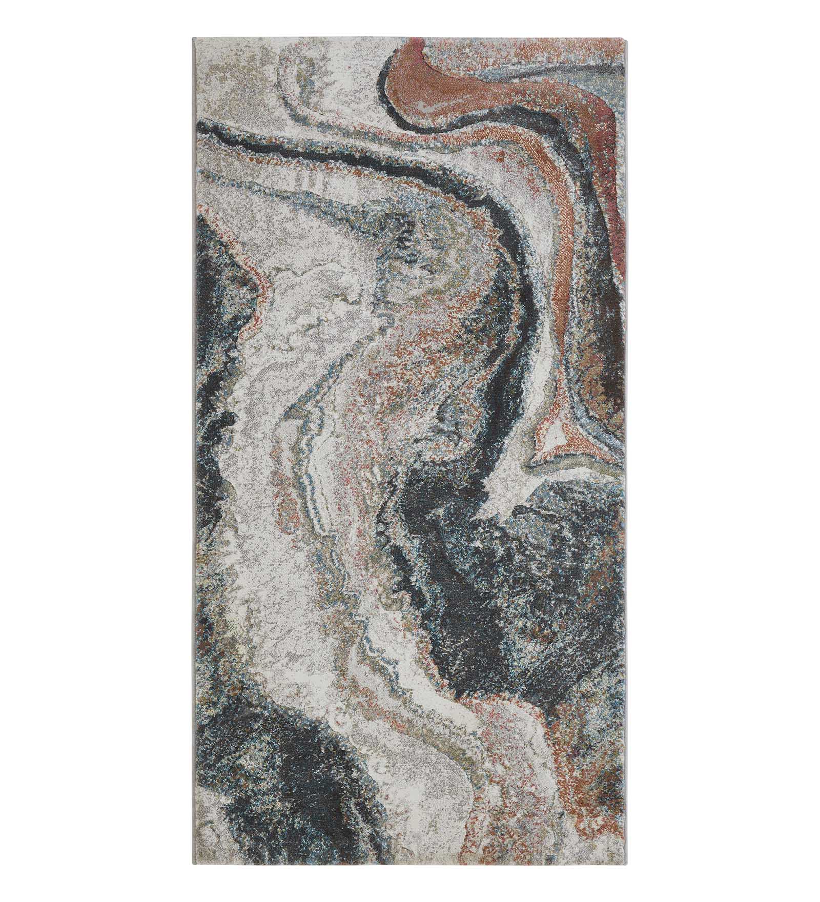 Aquarius Abstract Machine Made Runner Cream and D Grey