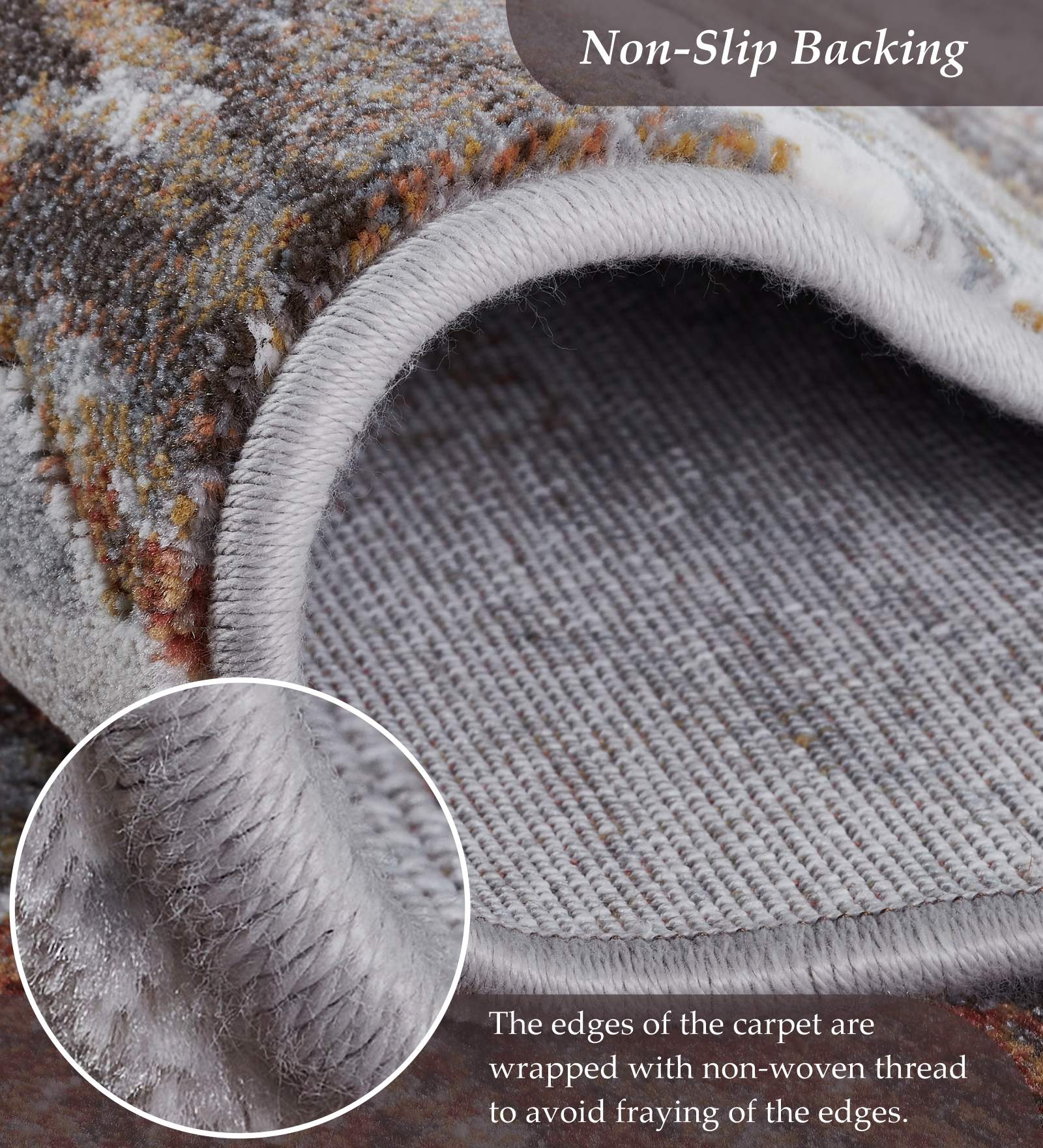 Aquarius Abstract Machine Made Runner Grey and Rust