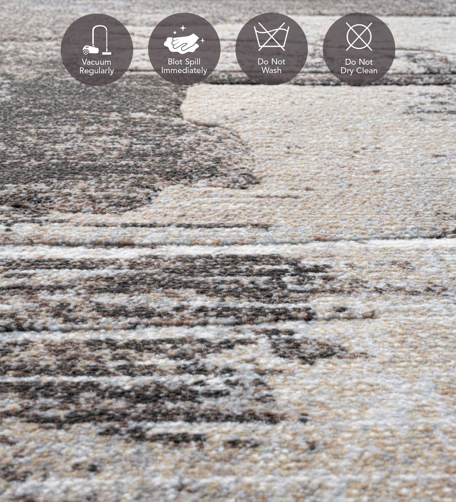 Aquarius Abstract Machine Made Carpet Cream and Brown