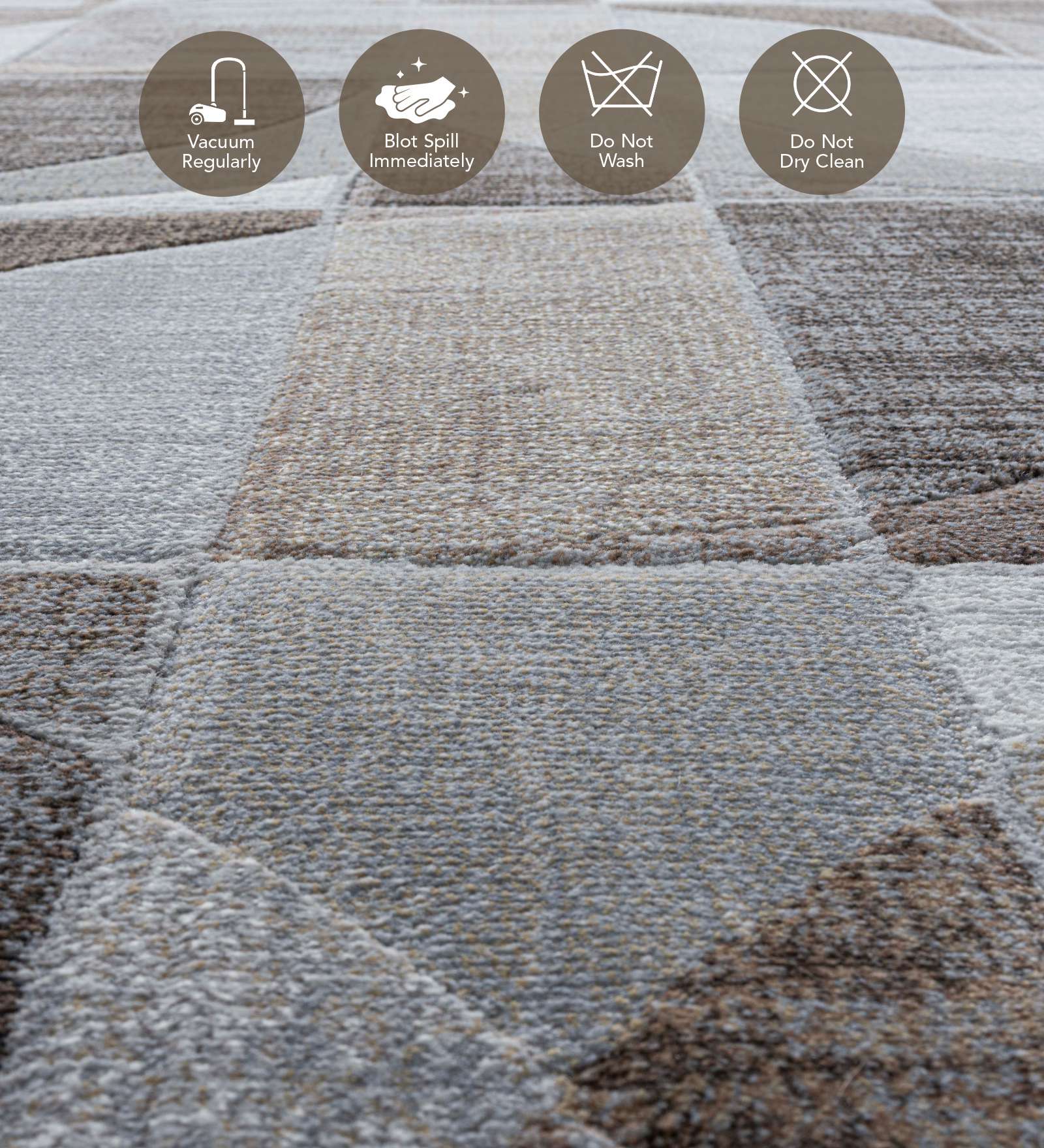 Aquarius Abstract Machine Made Carpet Grey and Brown