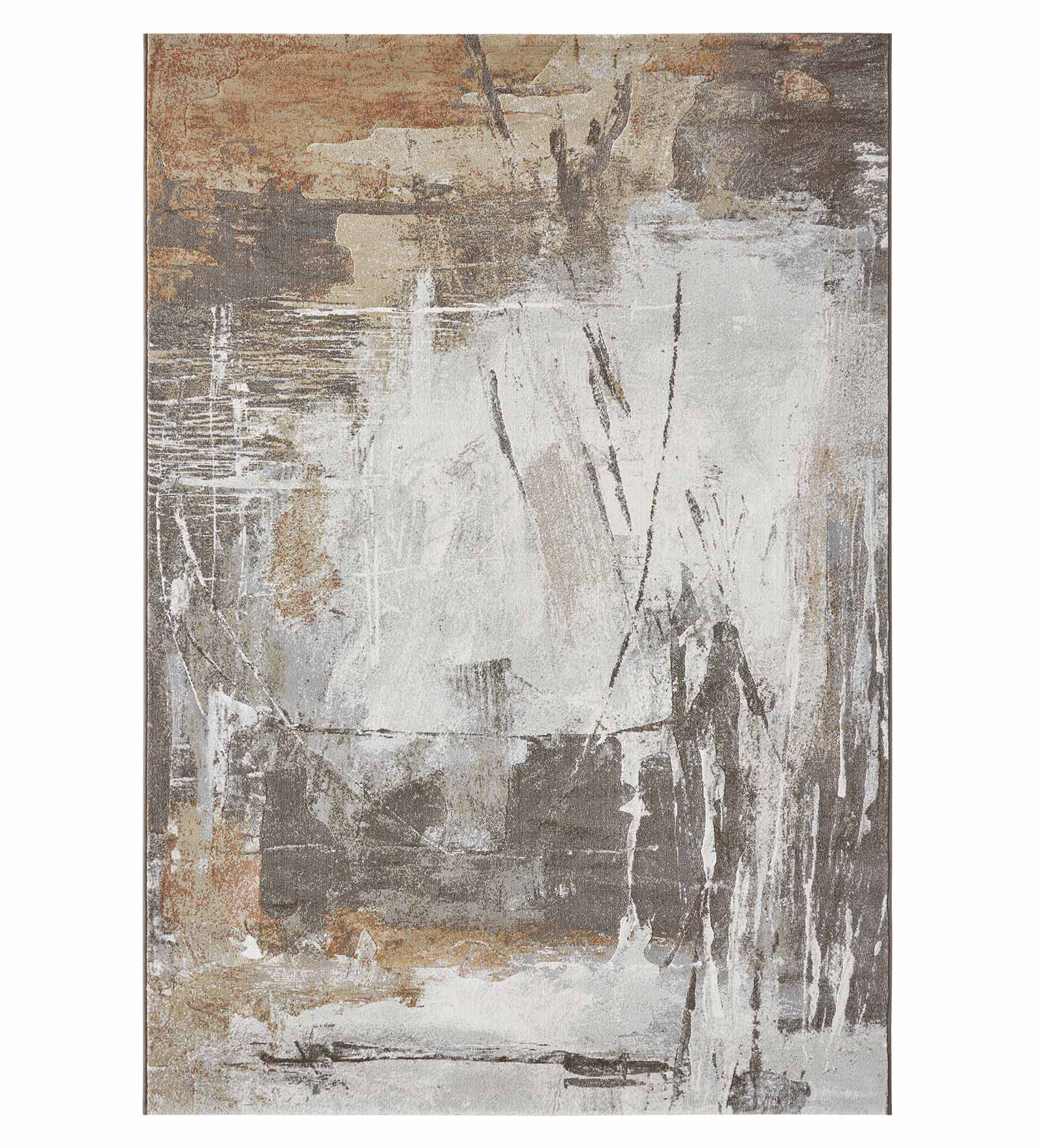 Aquarius Abstract Machine Made Carpet Cream and Rust