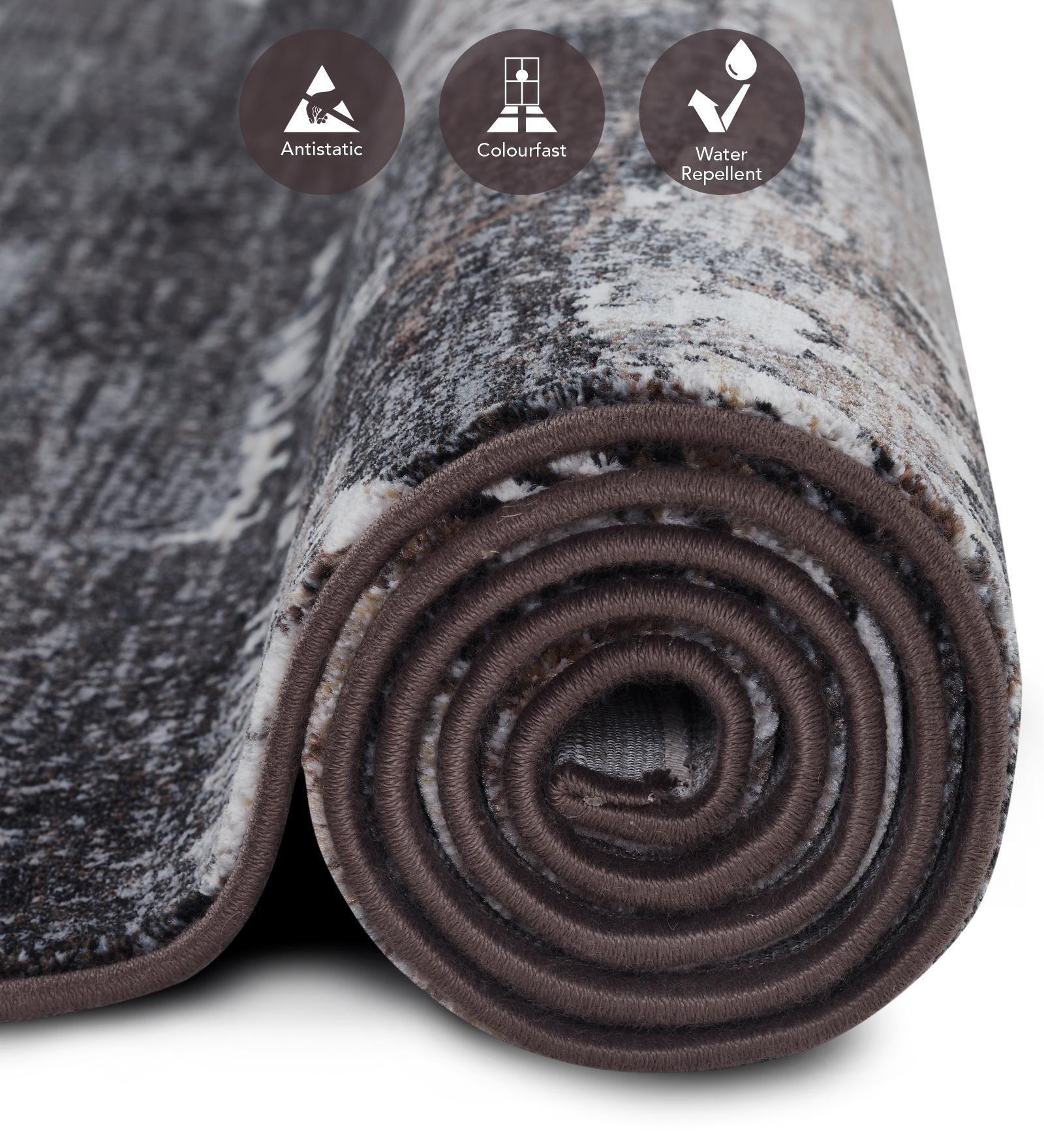 Aquarius Abstract Machine Made Carpet Grey