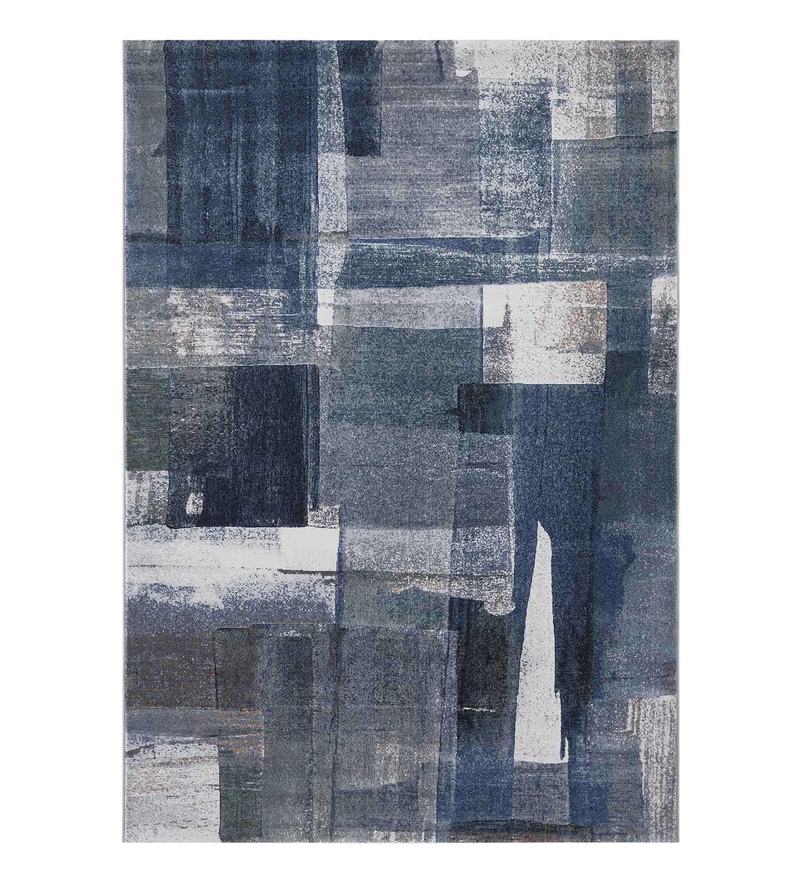 Aquarius Abstract Machine Made Carpet Blue