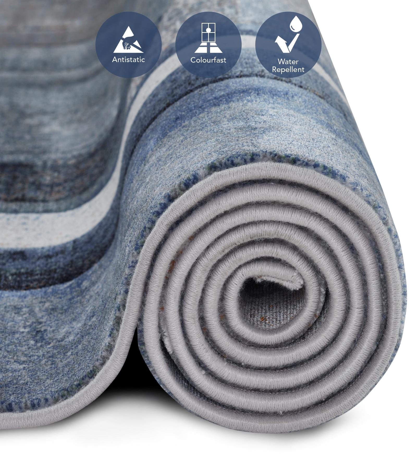 Aquarius Abstract Machine Made Carpet Blue