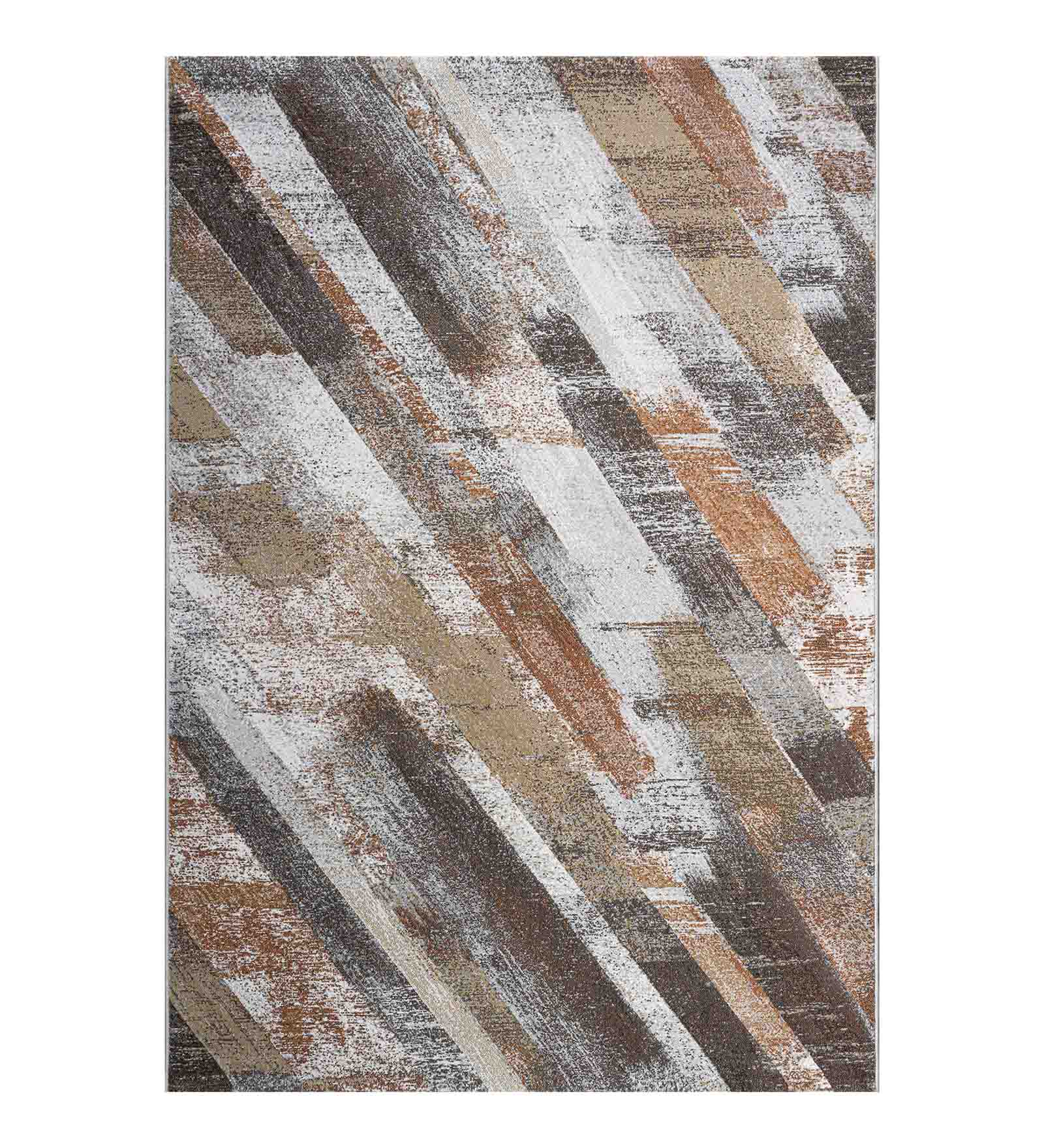 Aquarius Abstract Machine Made Carpet Cream and Brown