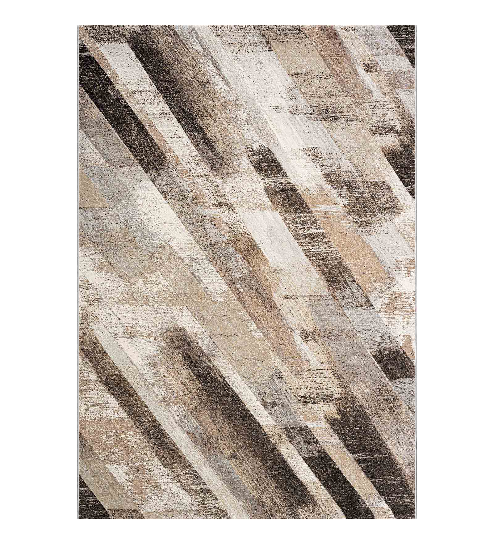 Aquarius Abstract Machine Made Carpet Beige and Brown