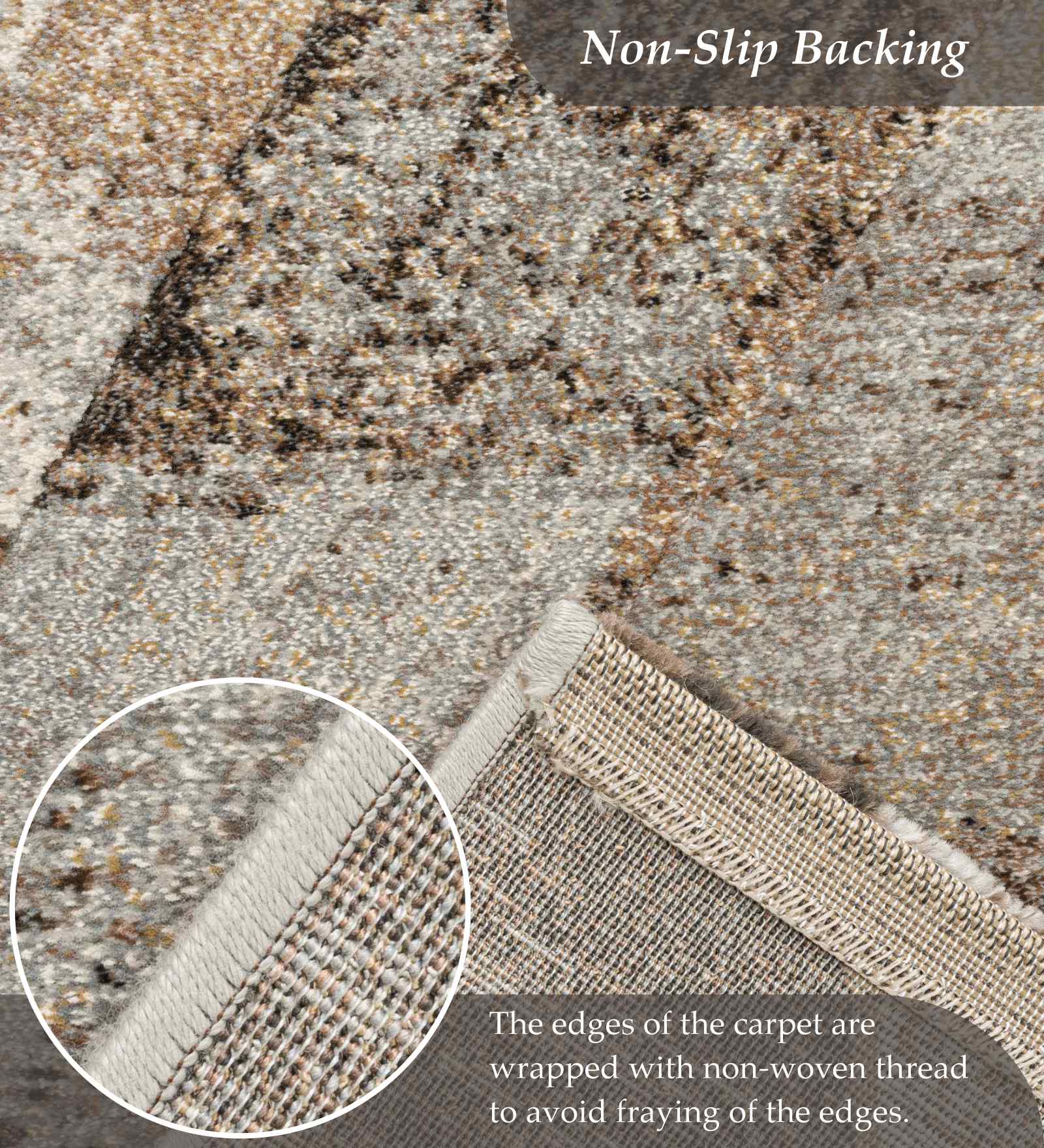 Aquarius Abstract Machine Made Carpet Beige and Brown