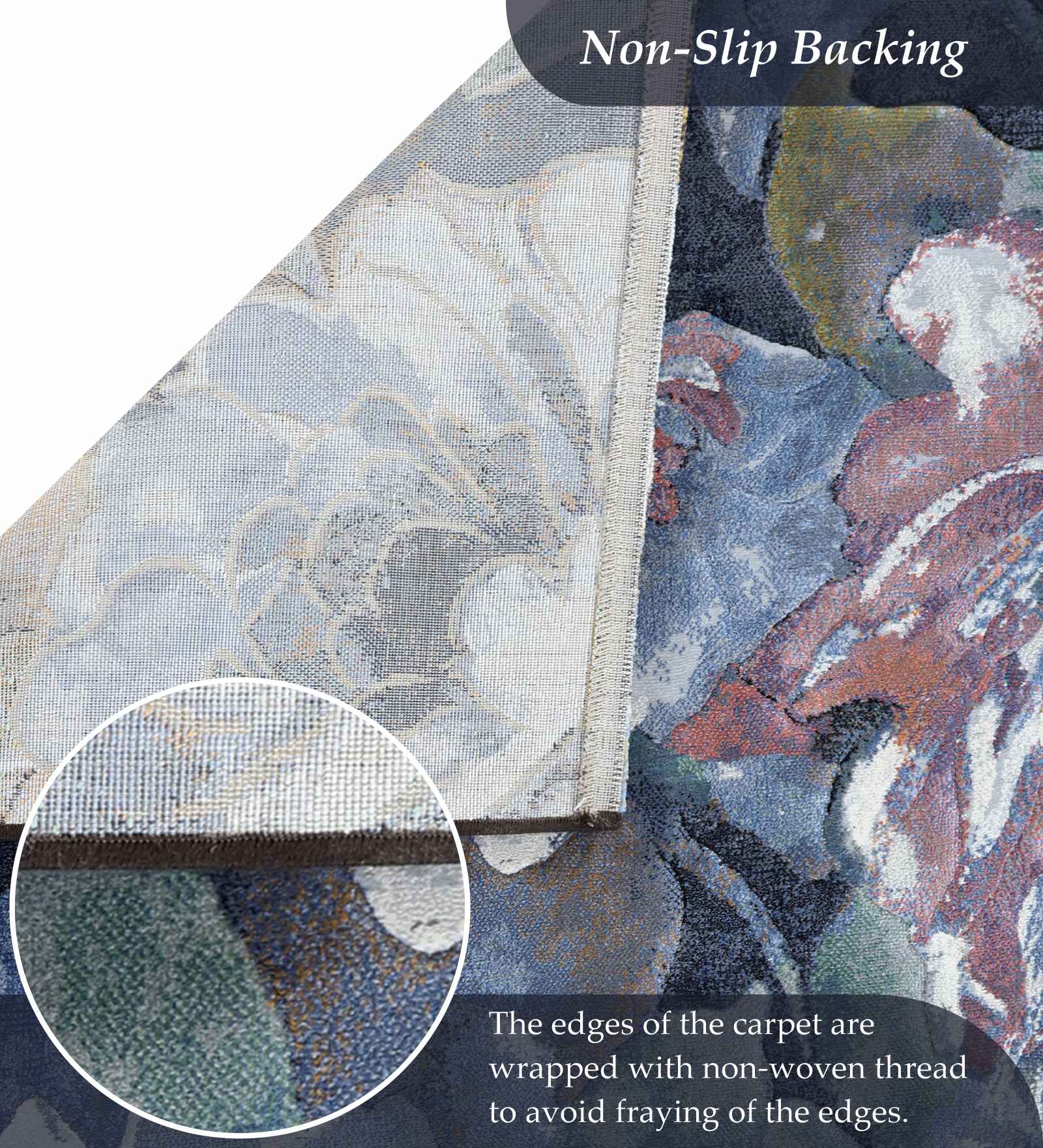 Aquarius Floral Machine Made Carpet Blue