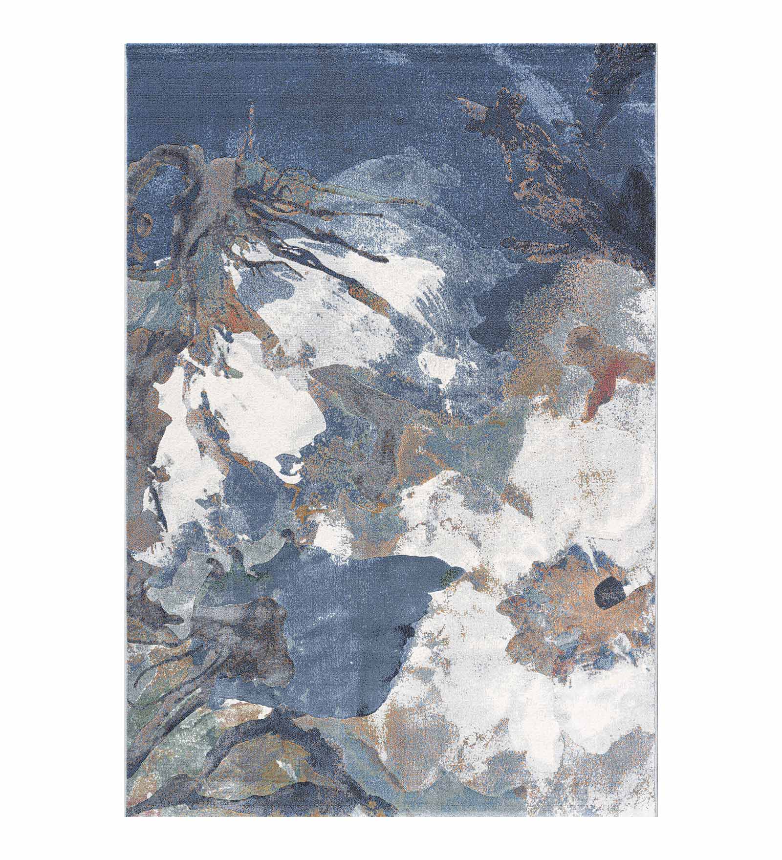 Aquarius Abstract Machine Made Carpet Blue