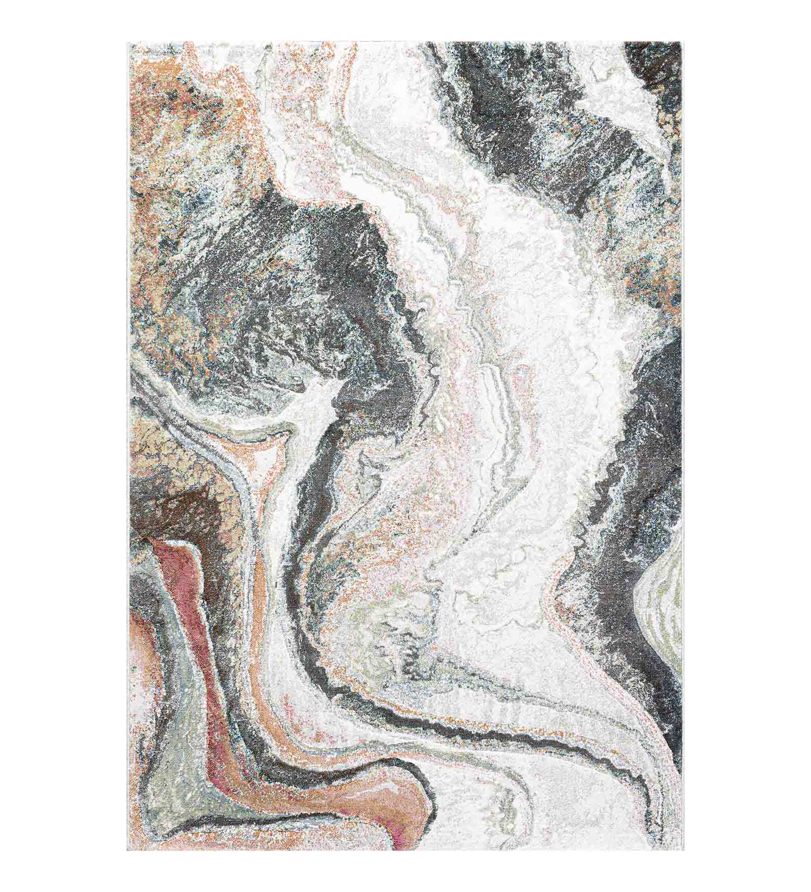Aquarius Abstract Machine Made Carpet Cream and D Grey